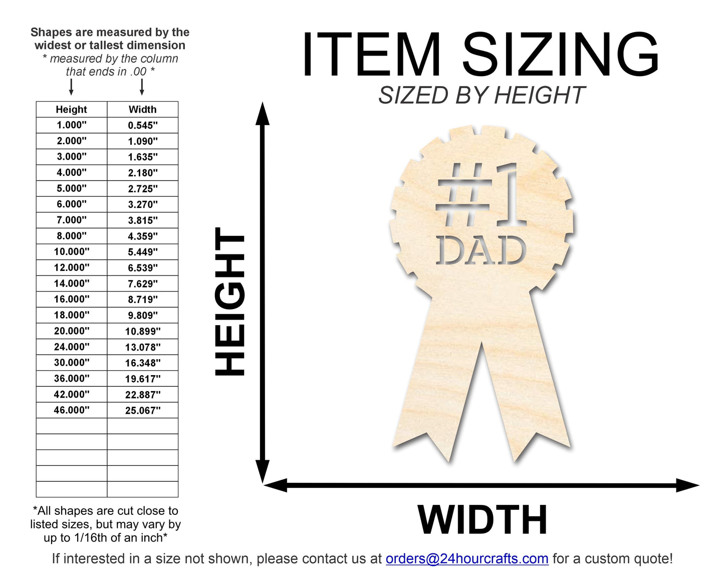 Unfinished Dad Ribbon Shape | DIY Craft Cutout | up to 46" DIY
