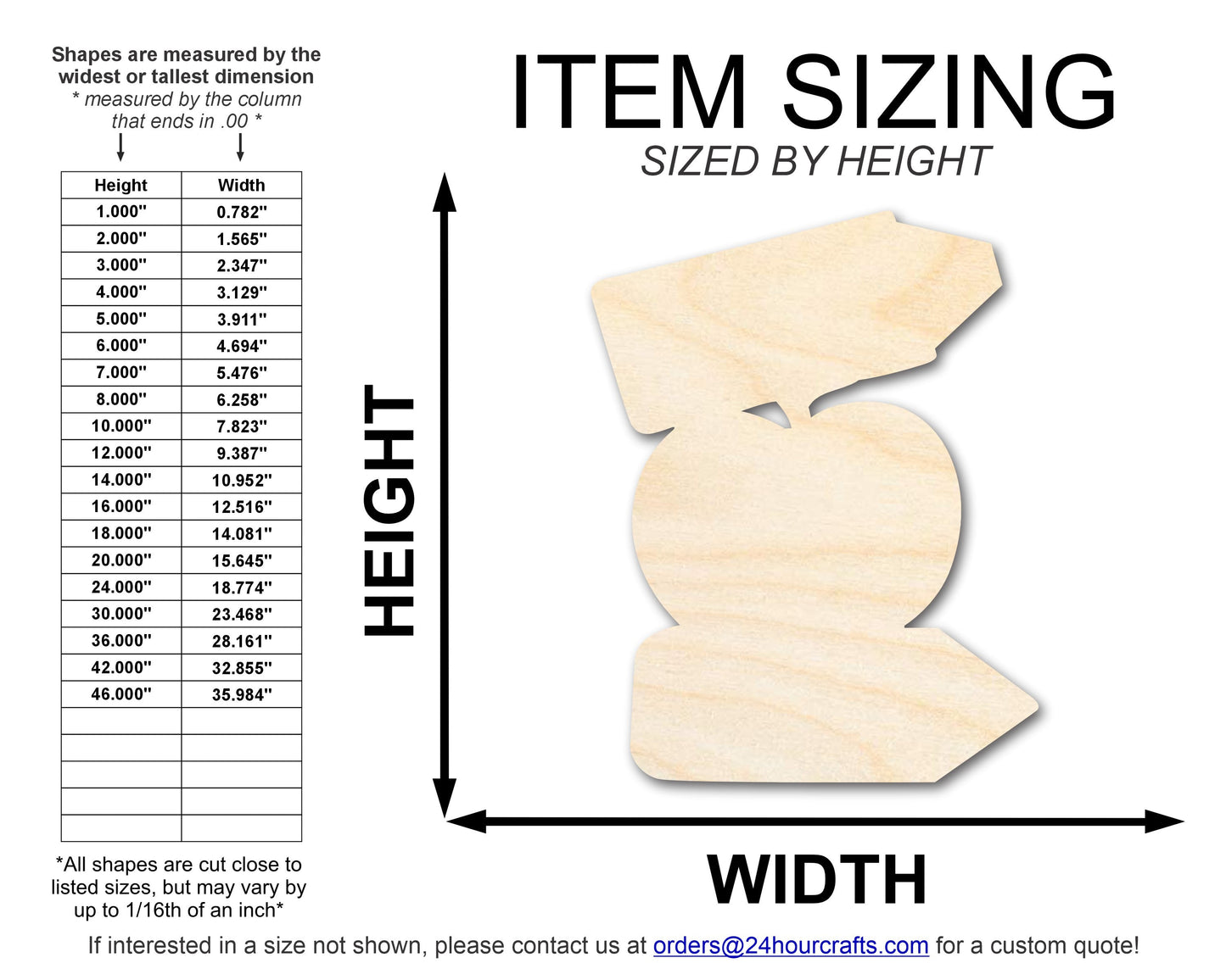 Unfinished Wood Crayon Apple Pencil Shape | DIY Craft Cutout | up to 46" DIY