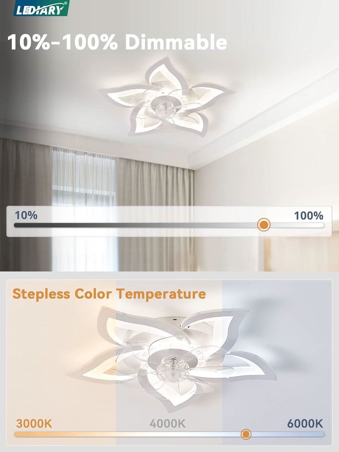 27 Inch Low Profile Ceiling Fan With Integrated LED