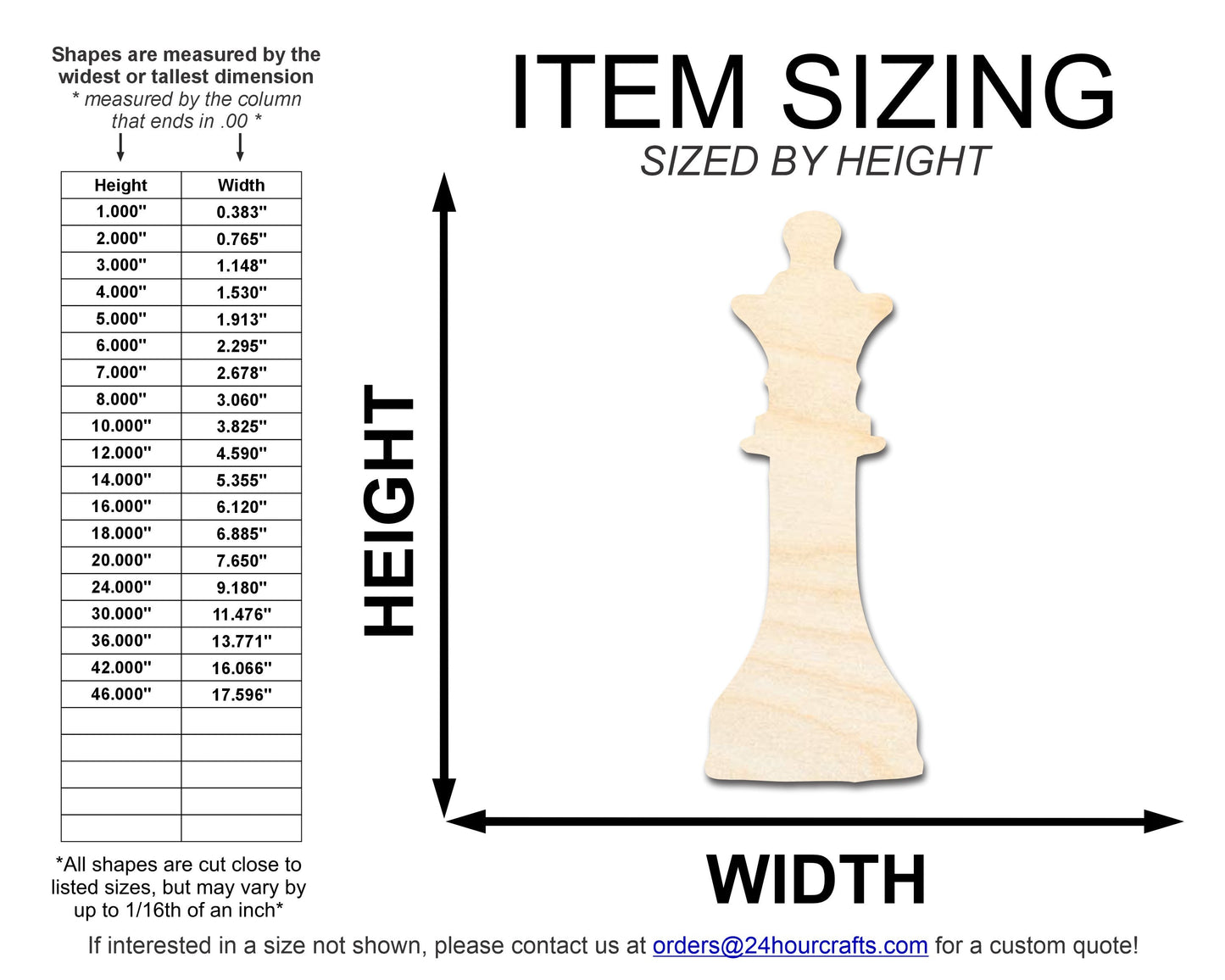 Unfinished Wood Queen Chess Piece Shape | DIY Craft Cutout | up to 46" DIY