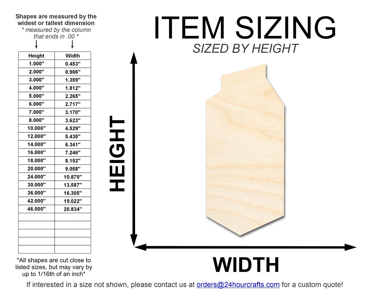 Unfinished Wood Juice Carton Shape | DIY Craft Cutout | up to 46" DIY