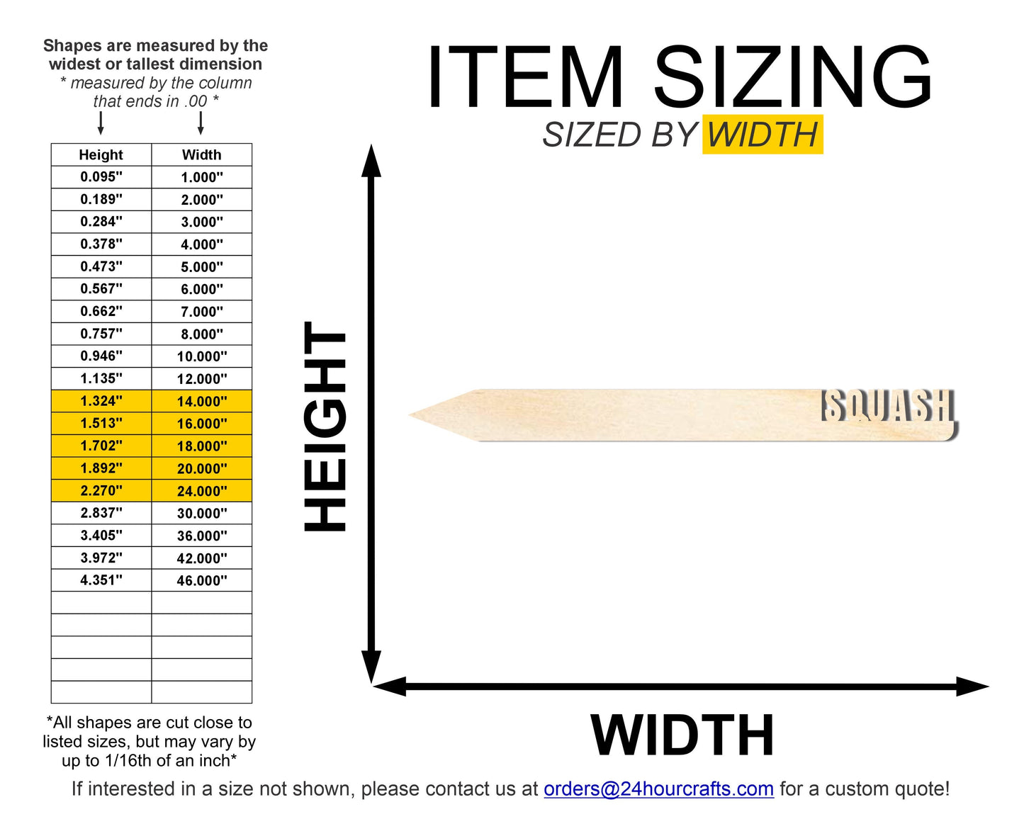 Unfinished Wood Squash Garden Stake | DIY Craft Cutout | up to 24" DIY