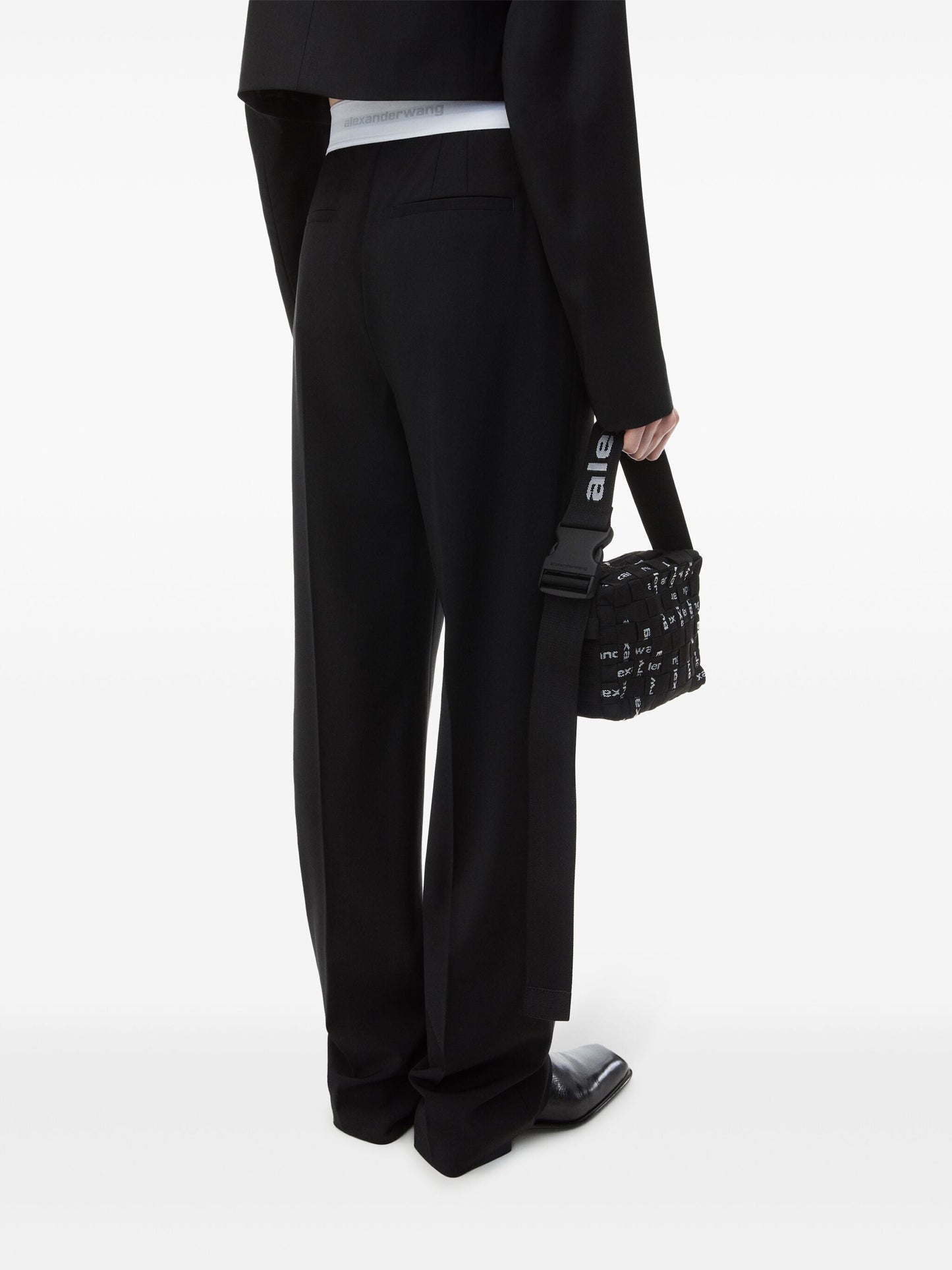 Alexander Wang Women High Waisted Pleated Pant With Logo Elastic