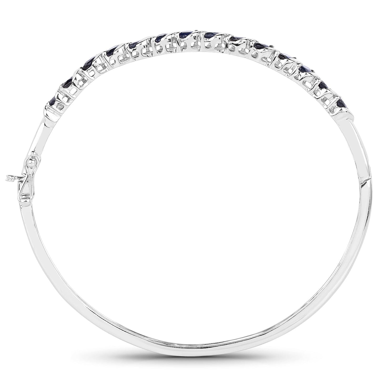 3.08 Carat Genuine Blue Sapphire .925 Sterling Silver Bangle