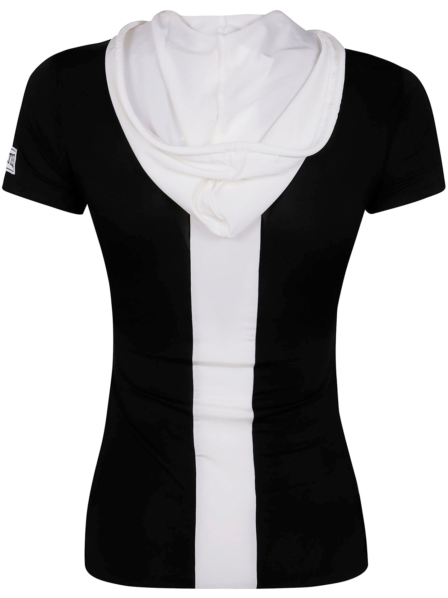 Jean Paul Gaultier Women Viscose Baby Tee Shirt With Inlaid Chevron, "Gaultier" Patch Detail And Hood