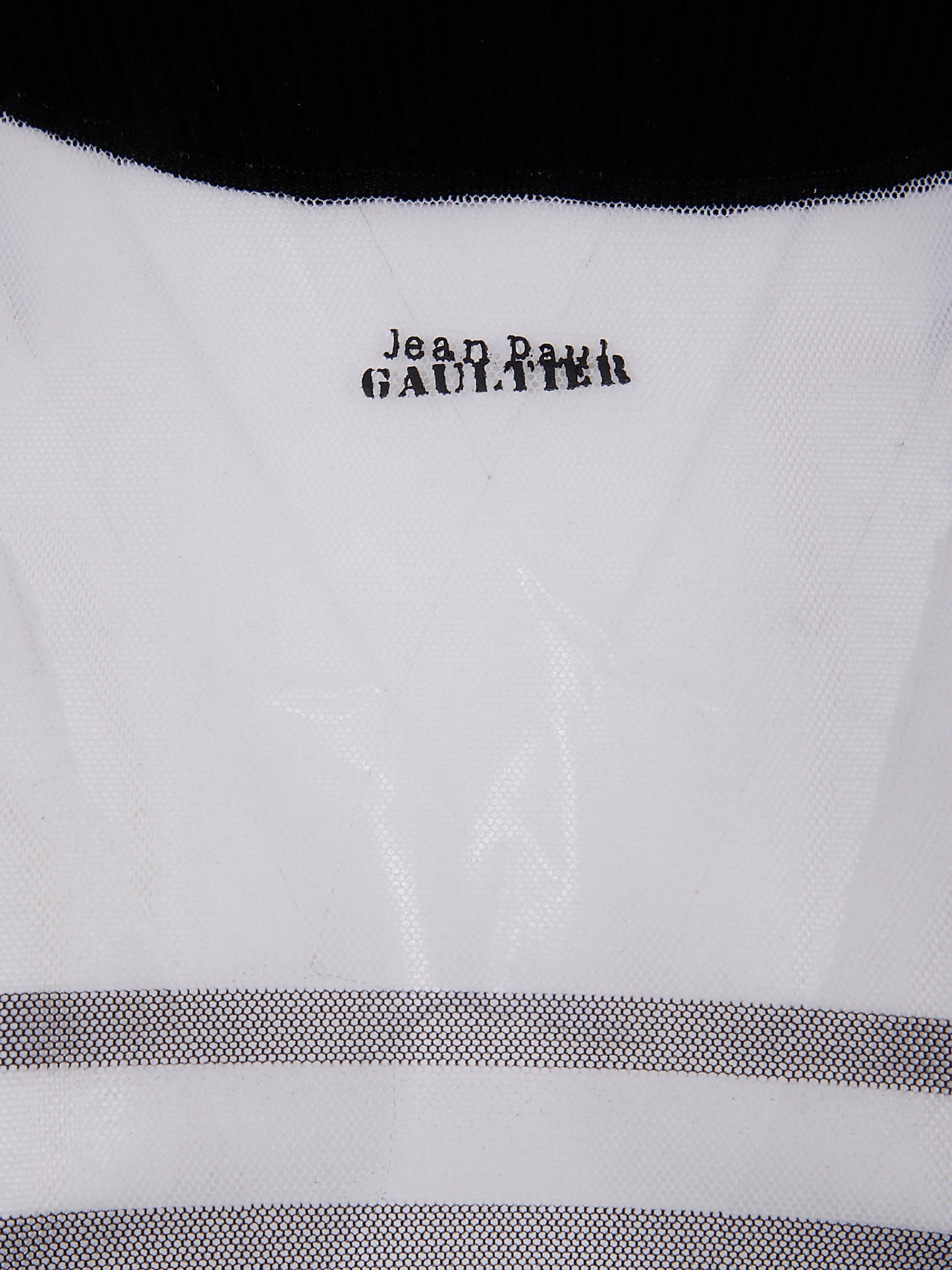 Jean Paul Gaultier Women Mix Mesh And Knit Long Sleeves Pullover Printed "Mariniere"