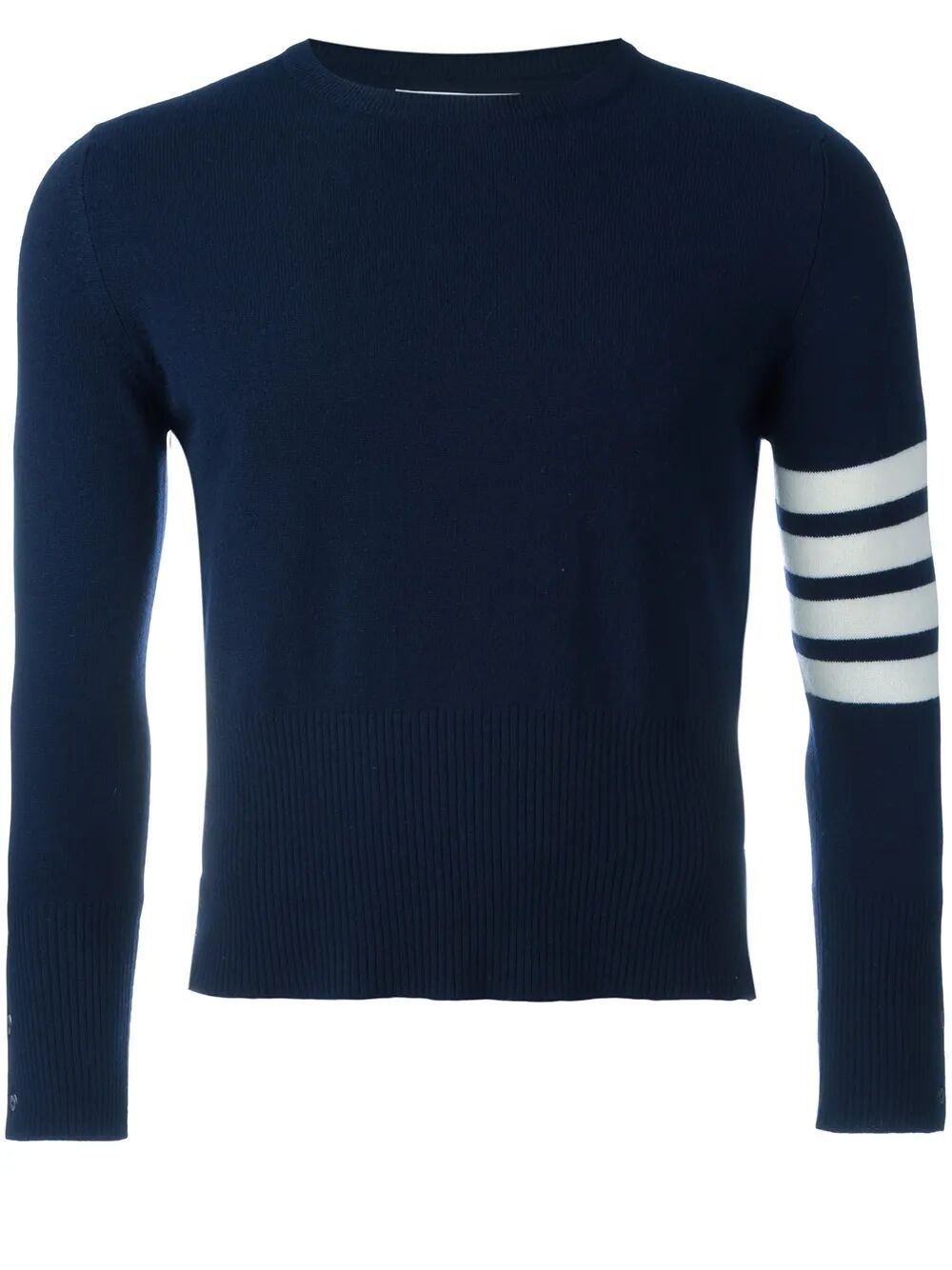 Thom Browne Men Classic Crewneck Short Pullover With White 4 Bar Stripe In Cashmere