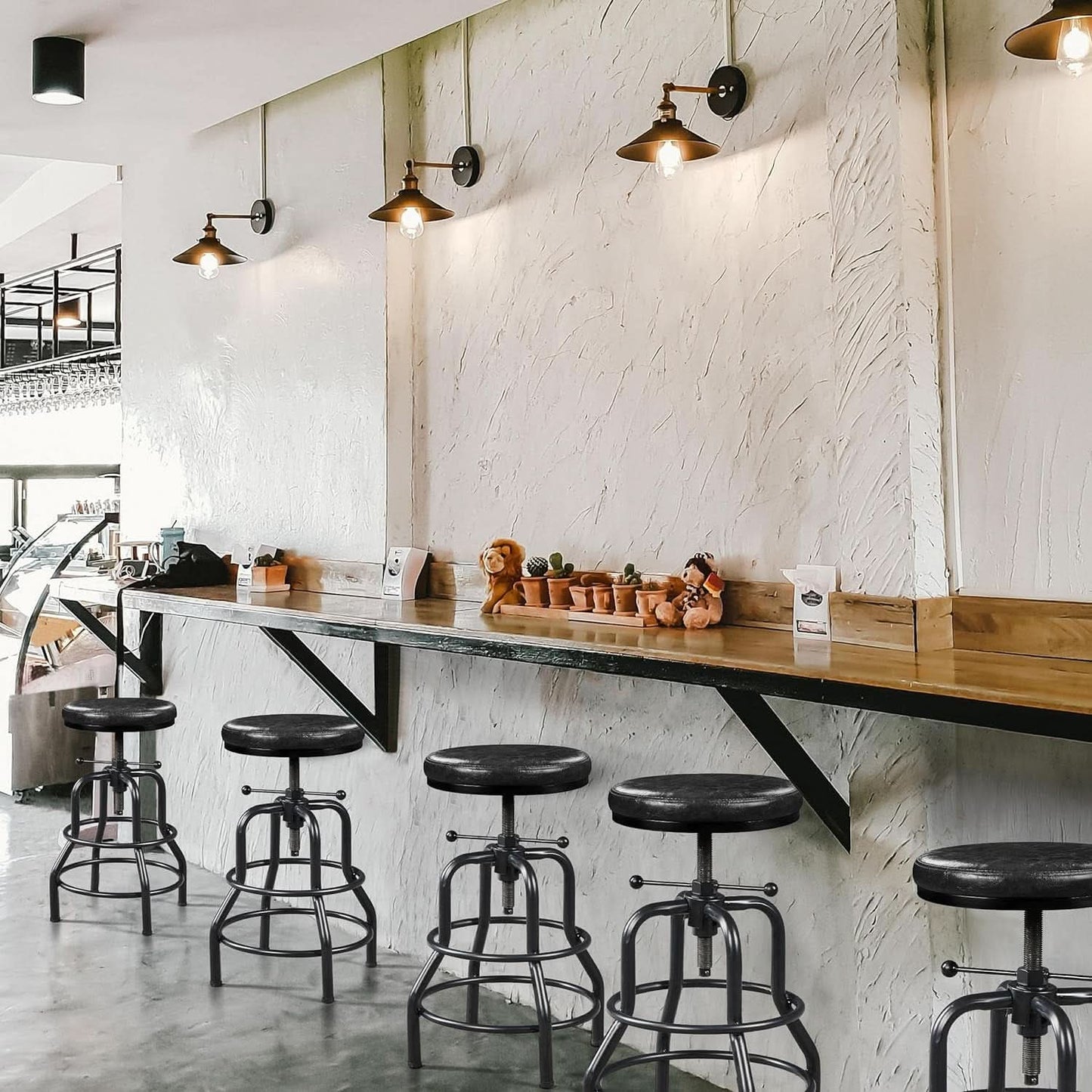 Black Bar Stool 21 To 28 Inch Industrial Kitchen Stool