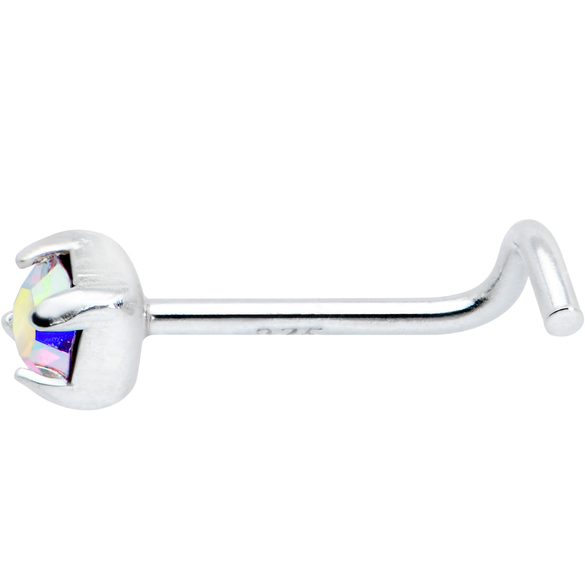 Sterling Silver 3mm Aurora Nose Ring Created with Crystals