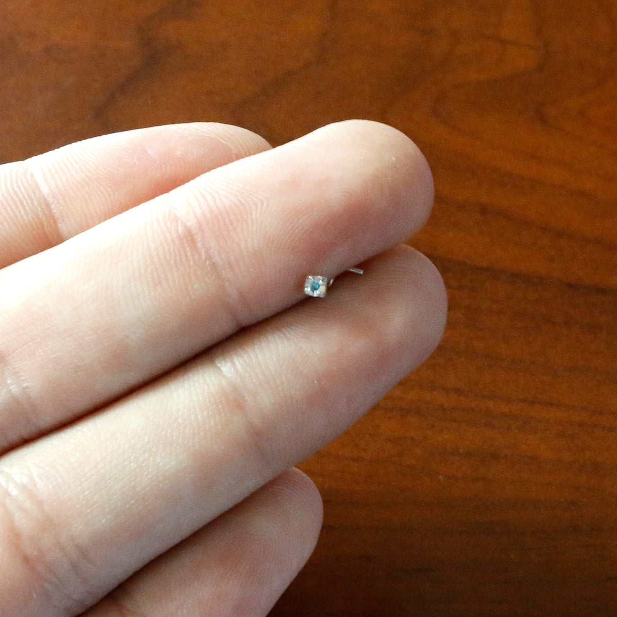 Sterling Silver 3mm Aurora Nose Ring Created with Crystals