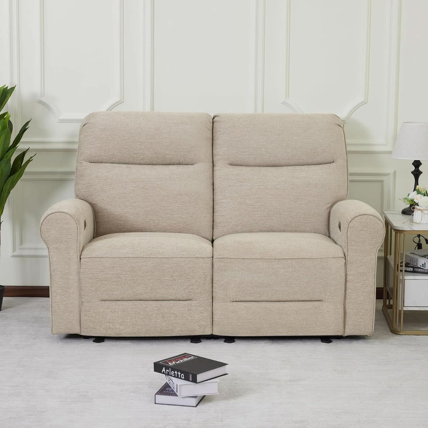 64.6 Inch Wall Hugging Auto Power Recline Loveseat