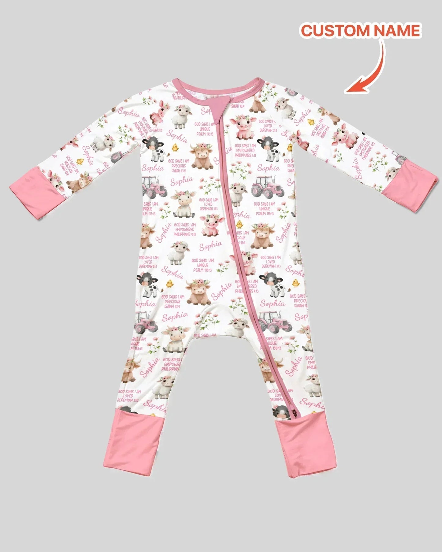 Custom Name God Says I Am Farm Animals Convertible Zippy