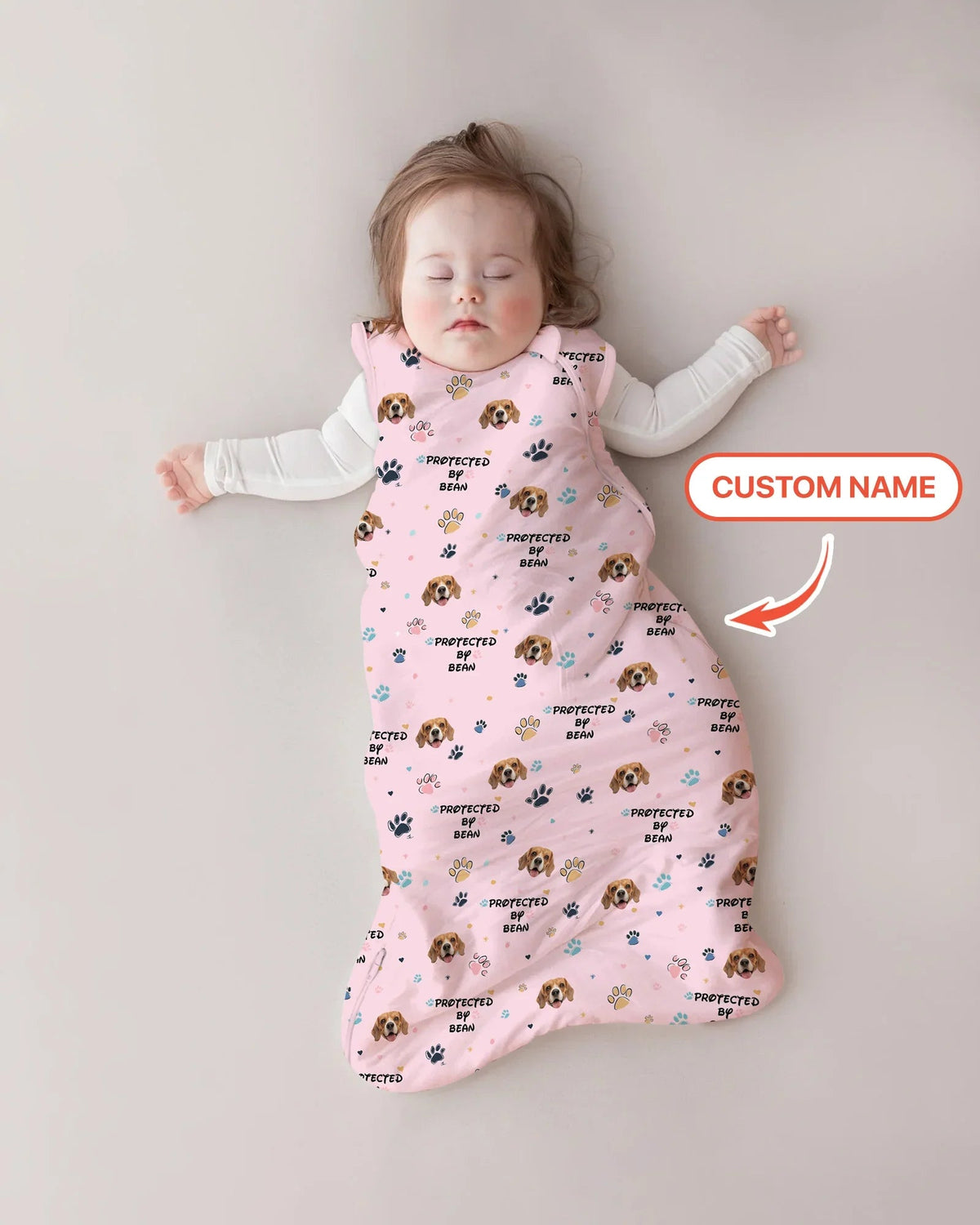 Custom Dog Photo Pattern Protected By Sleep Bag