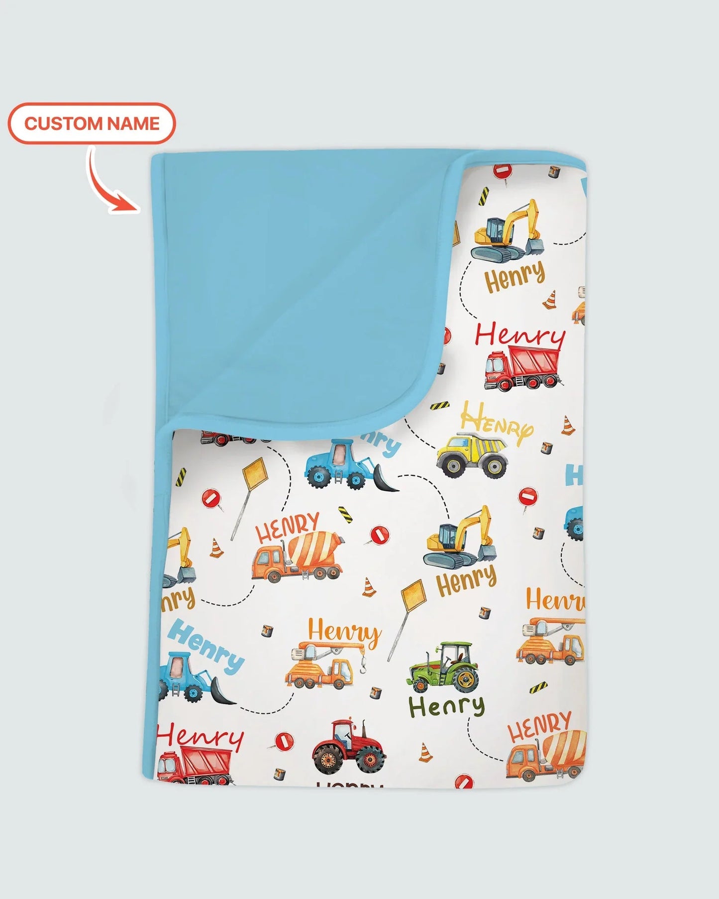 Construction Vehicles Custom Name Blanket