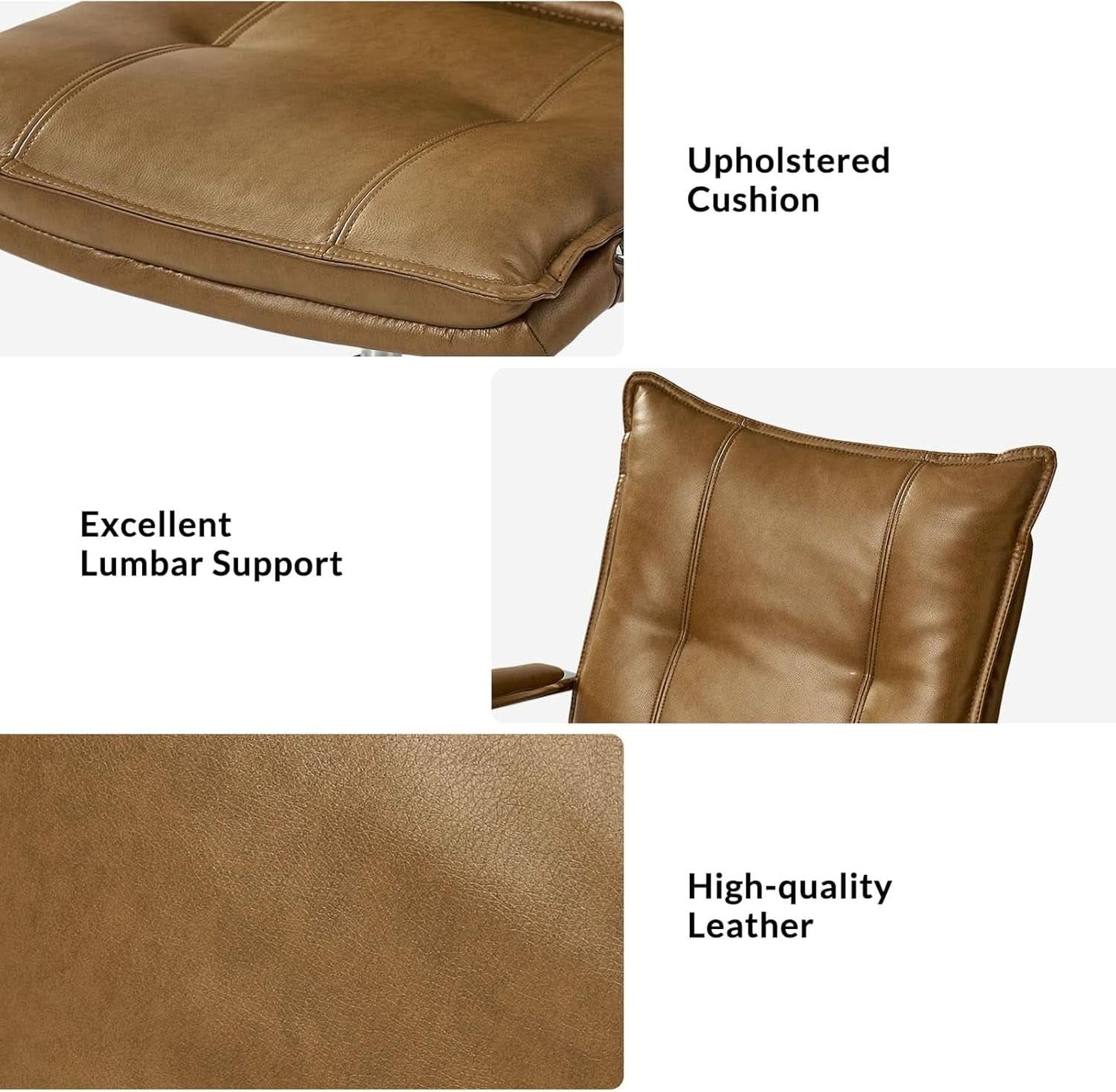 Faux Leather Adjustable Office Desk Chair Camel Armrests