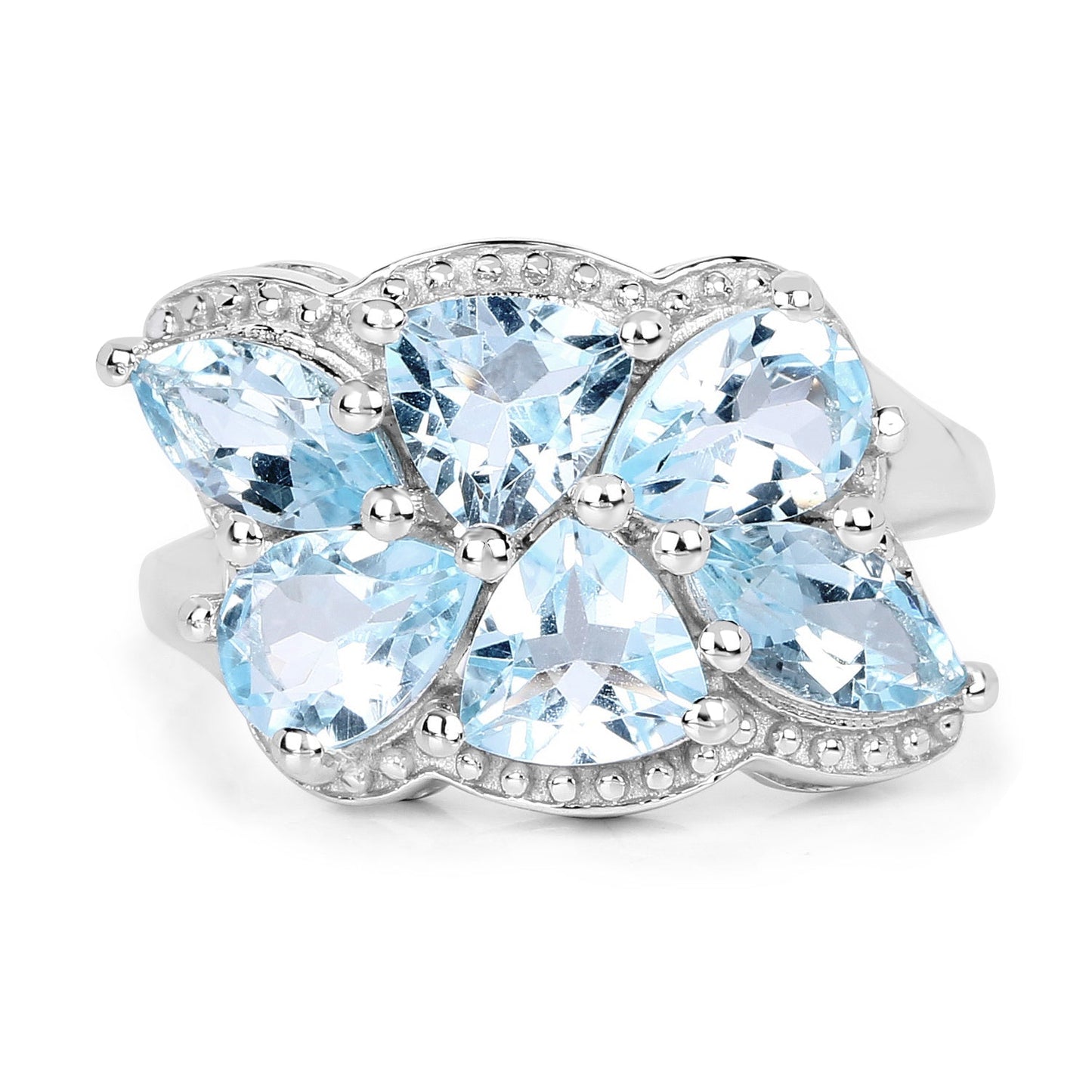 4.34 Carat Genuine Blue Topaz .925 Sterling Silver Ring