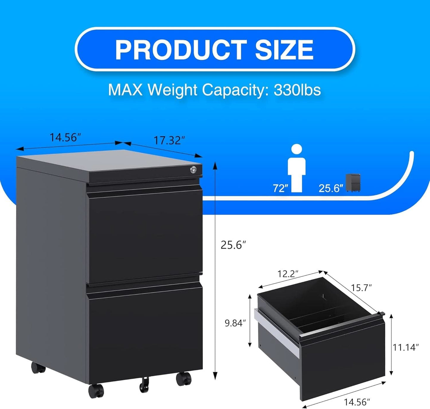 2 Drawer Vertical File Cabinet With Lock Letter Size