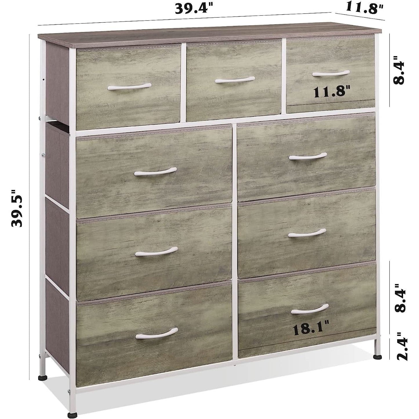 Fabric Storage Tower With Nine Drawers Greige For Bedrooms And Nurseries