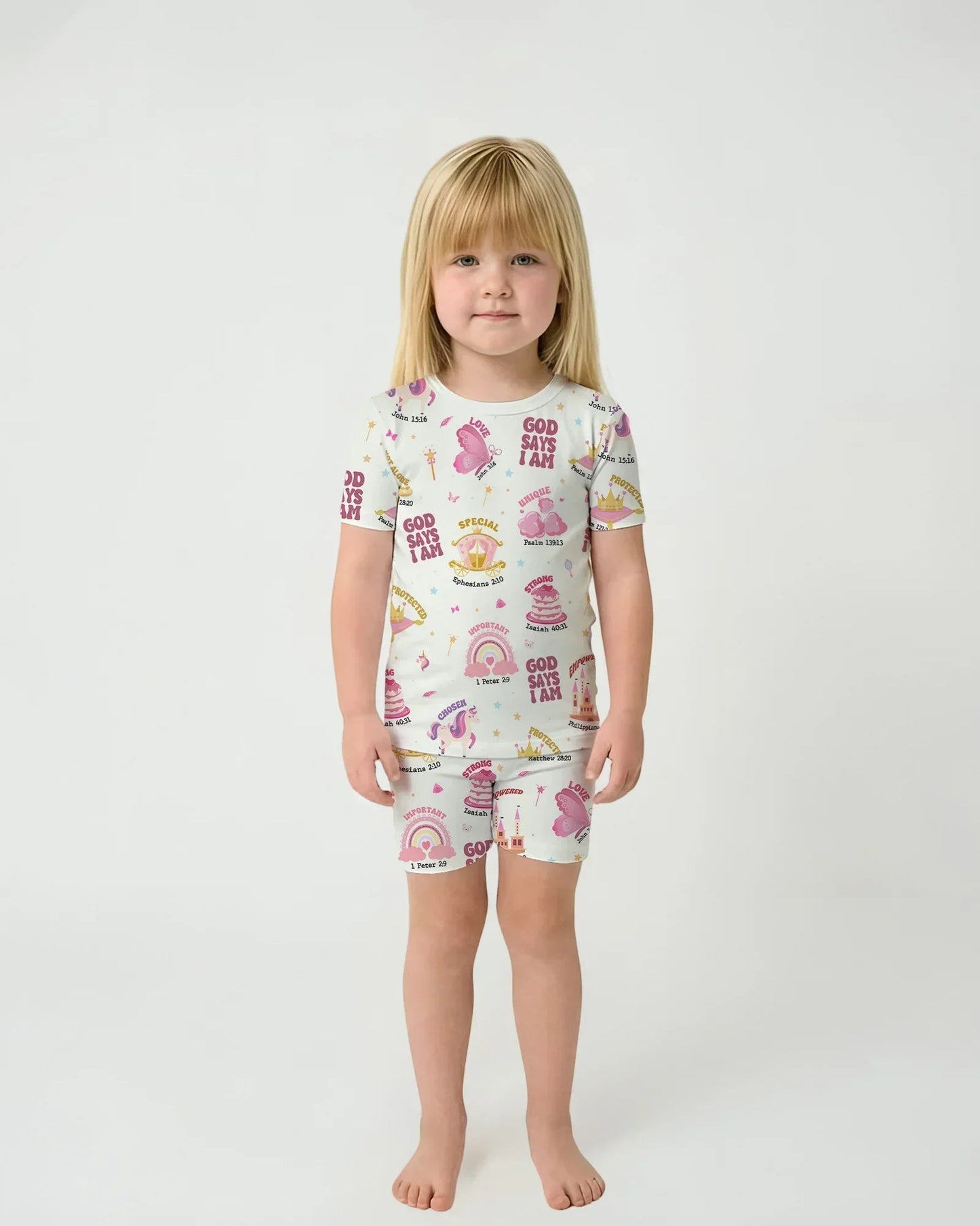 God Says I Am Girl Bamboo Two Piece Short Sleeve Shorts Pajama Set