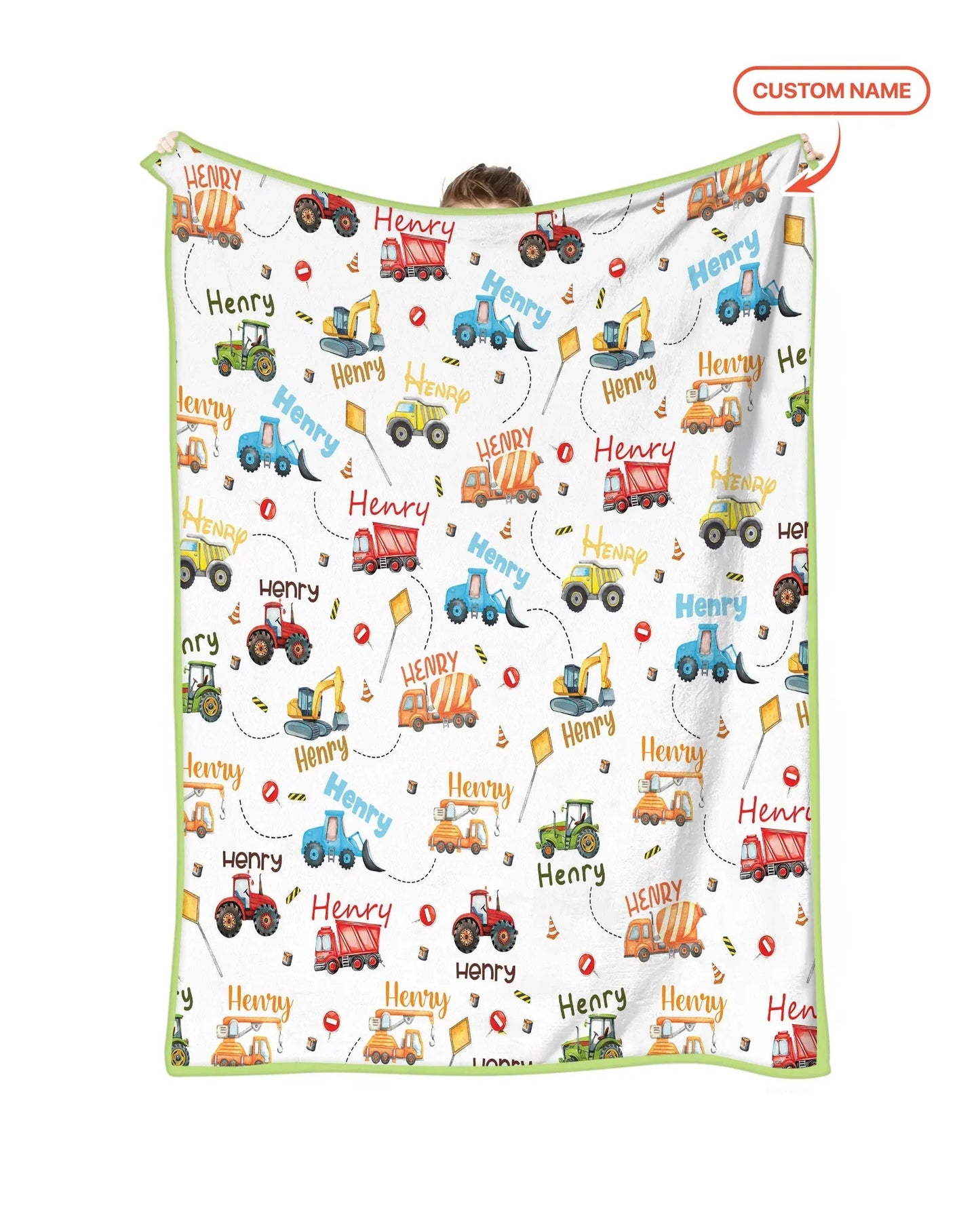 Construction Vehicles Custom Name Blanket
