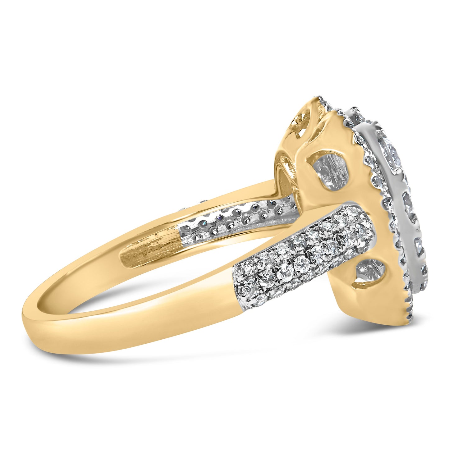 14K Yellow Gold 1 1/2 Cttw Diamond Heart Shaped Composite Ring (H-I Color, SI2-I1 Clarity) - Ring Size 7
