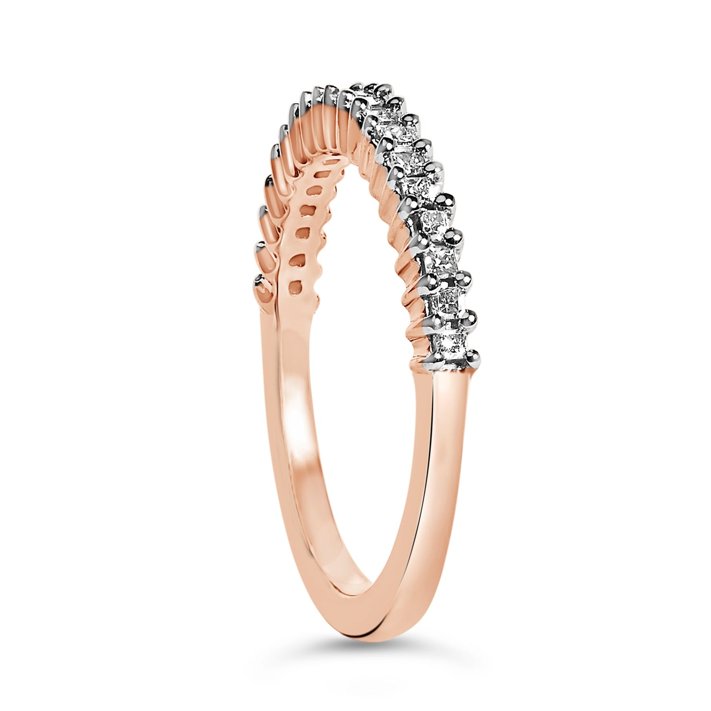10K Rose Gold Plated Sterling Silver 1/3 Cttw Diamond Band Ring