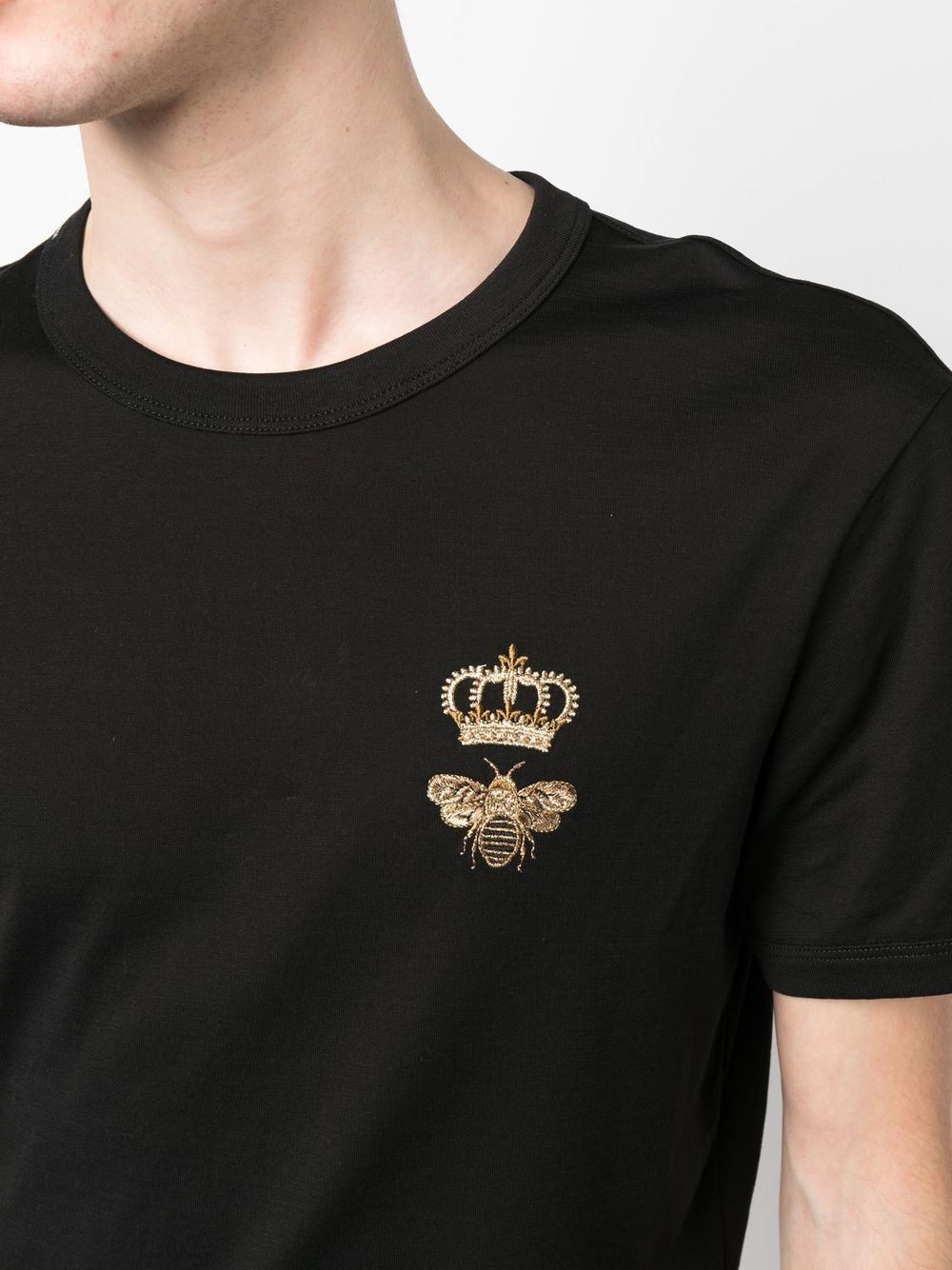 Dolce & Gabbana Men Cotton Jersey T-Shirt With Lurex Embroidery