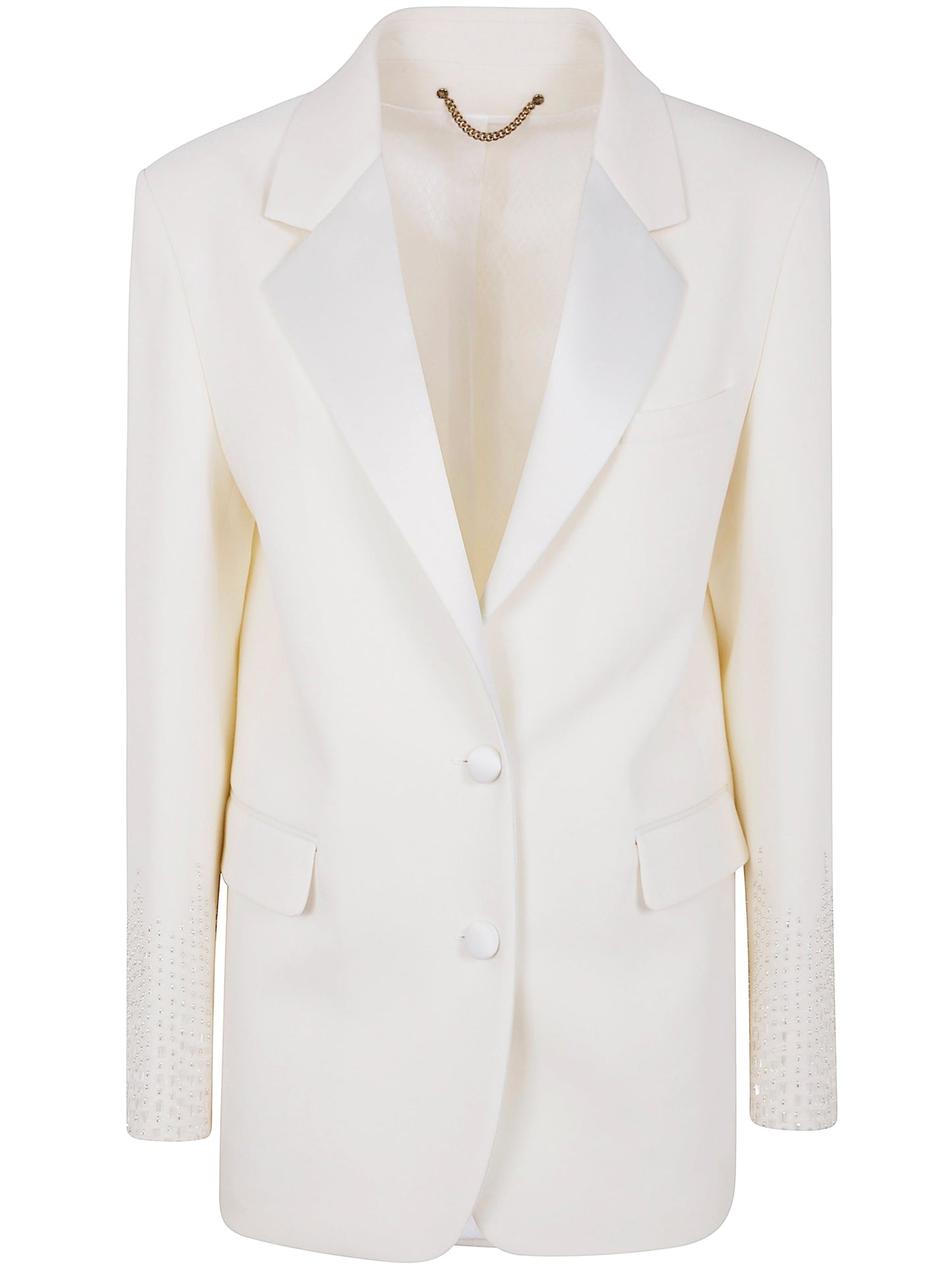 Golden Goose Women Journey W`S Single Breasted Over Jacket Viscose Wool Crepe W Satin Lapel & Beads Embroidery