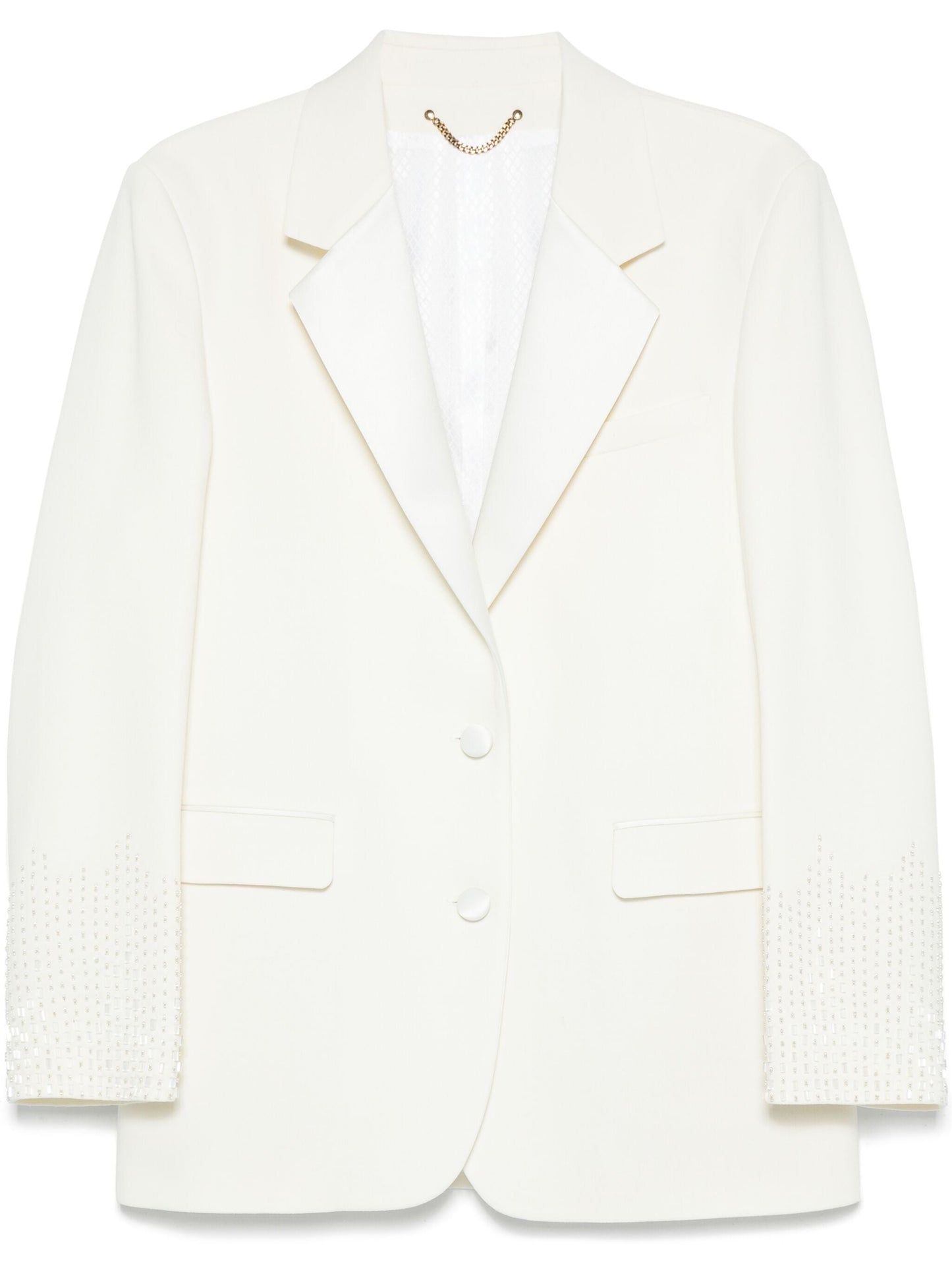 Golden Goose Women Journey W`S Single Breasted Over Jacket Viscose Wool Crepe W Satin Lapel & Beads Embroidery