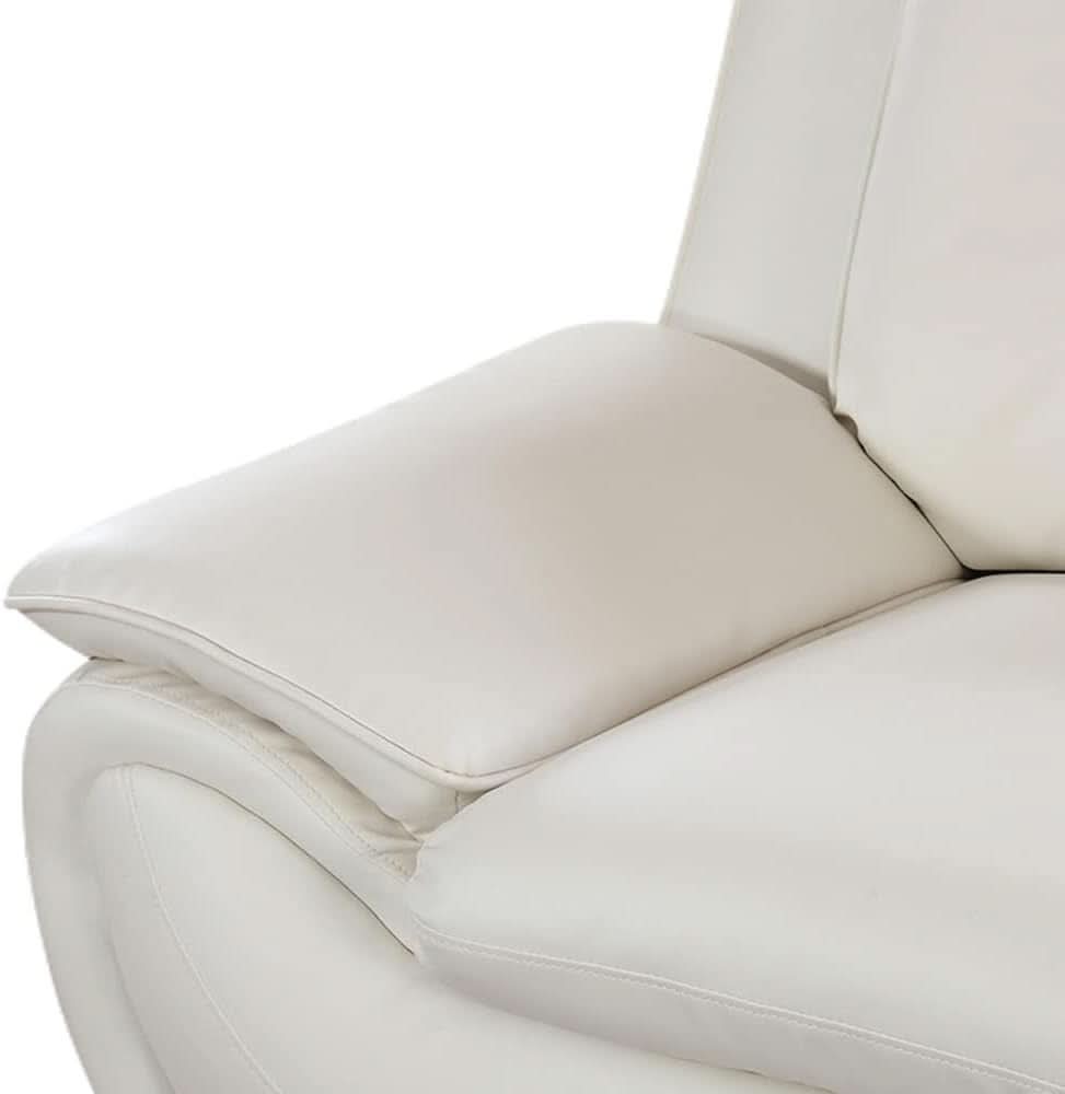 Cream White 2 Piece Faux Leather Sofa Set Living Room
