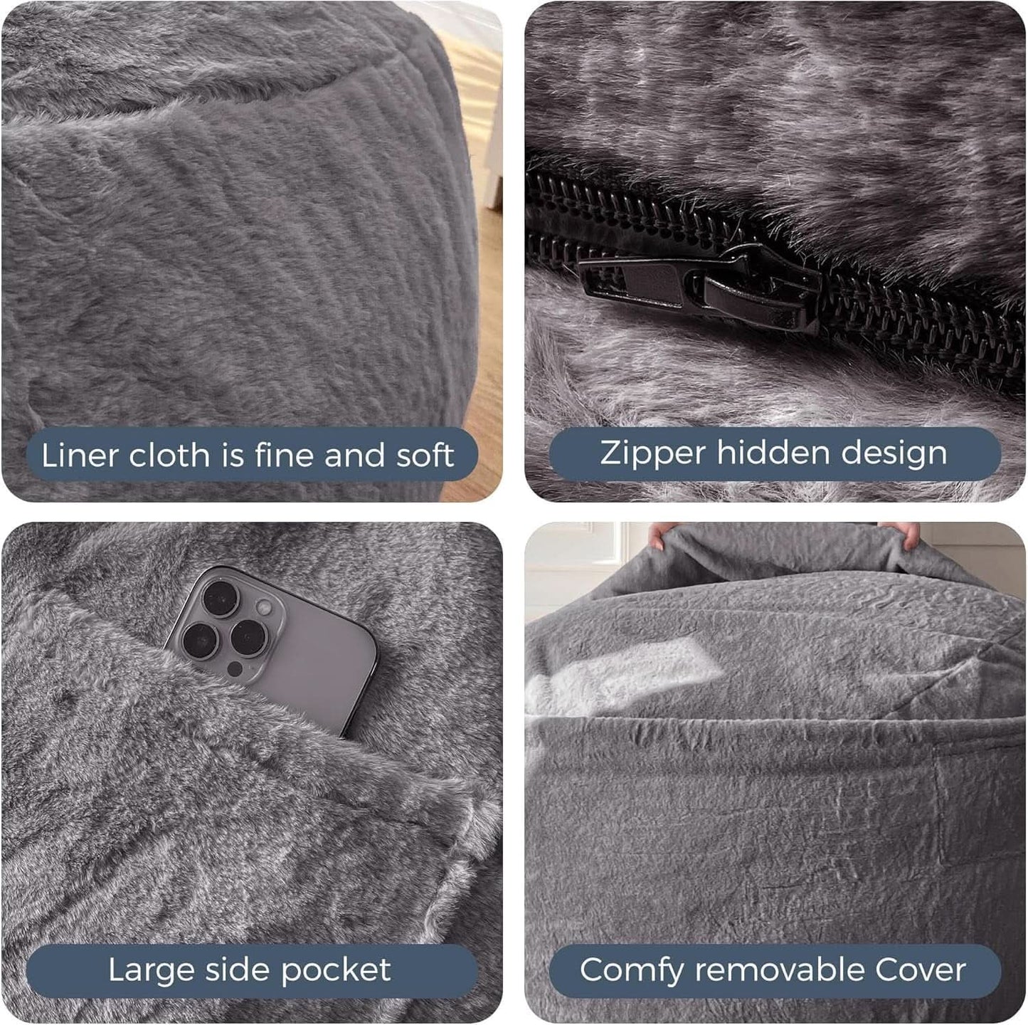 Giant Bean Bag Chair Bed for Adults Convertible Lounger