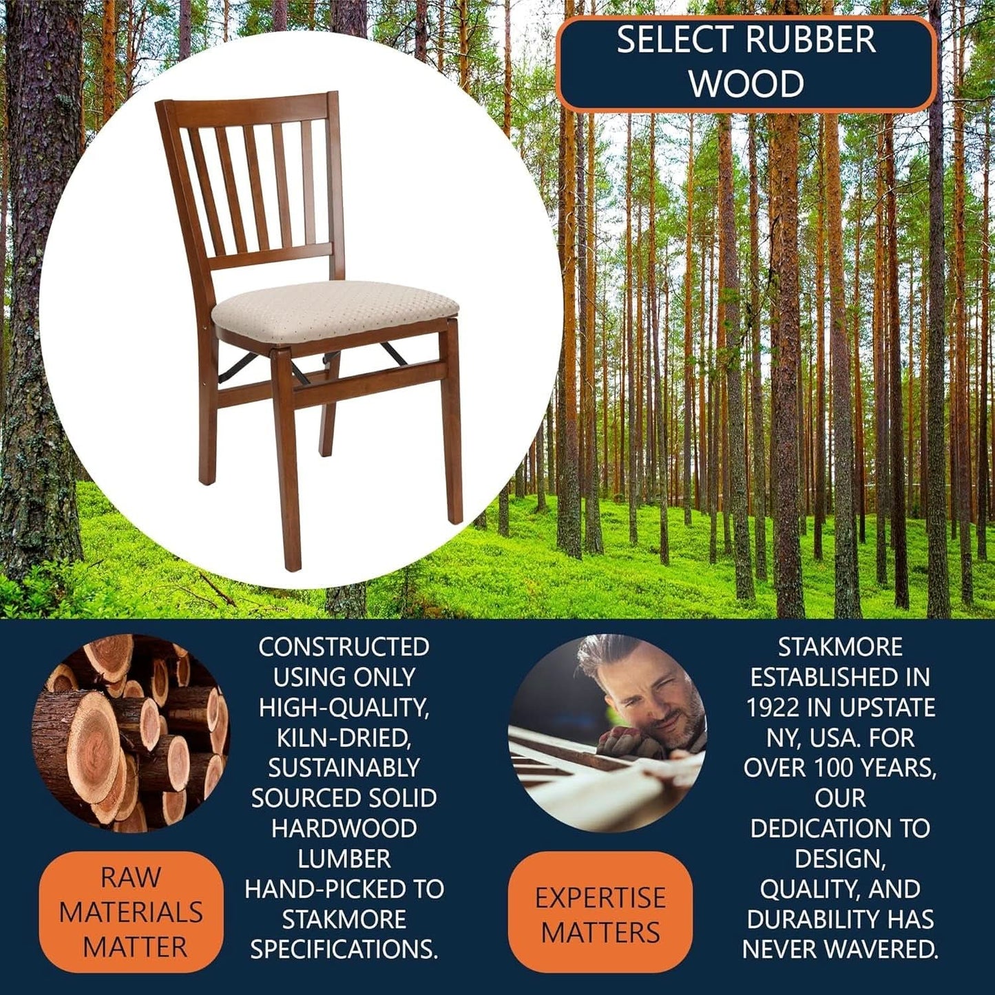Stakmore Fruitwood Folding Chair Solid Wood 2 Pack