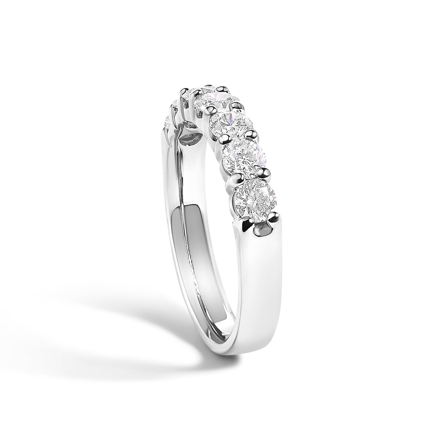 14K White Gold 1.0 Cttw Diamond 7 Stone Band Ring