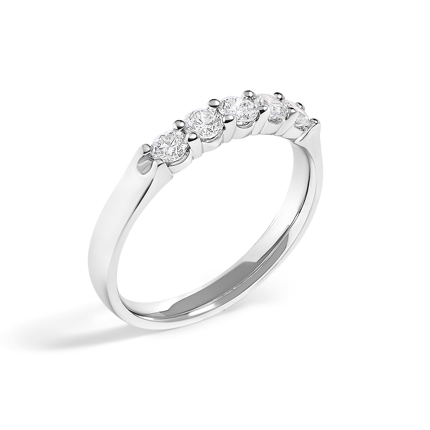 14K White Gold 1/2 Cttw Diamond 5 Stone Band Ring