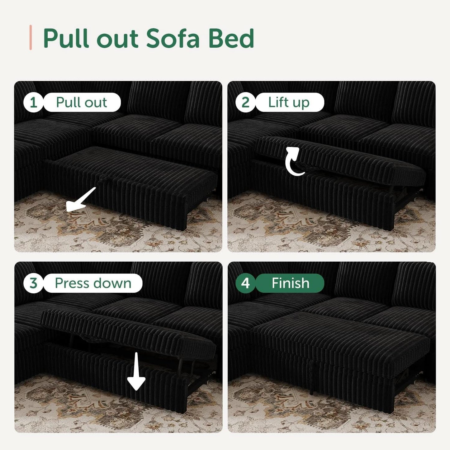 Modular Sleeper Sectional Sofa Charcoal With Storage