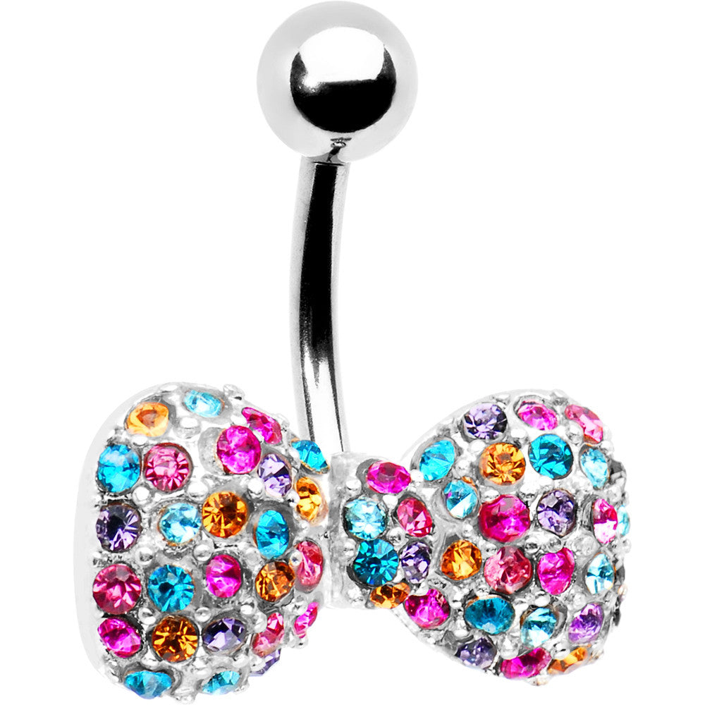 Multi Gem Bow Tie Belly Ring
