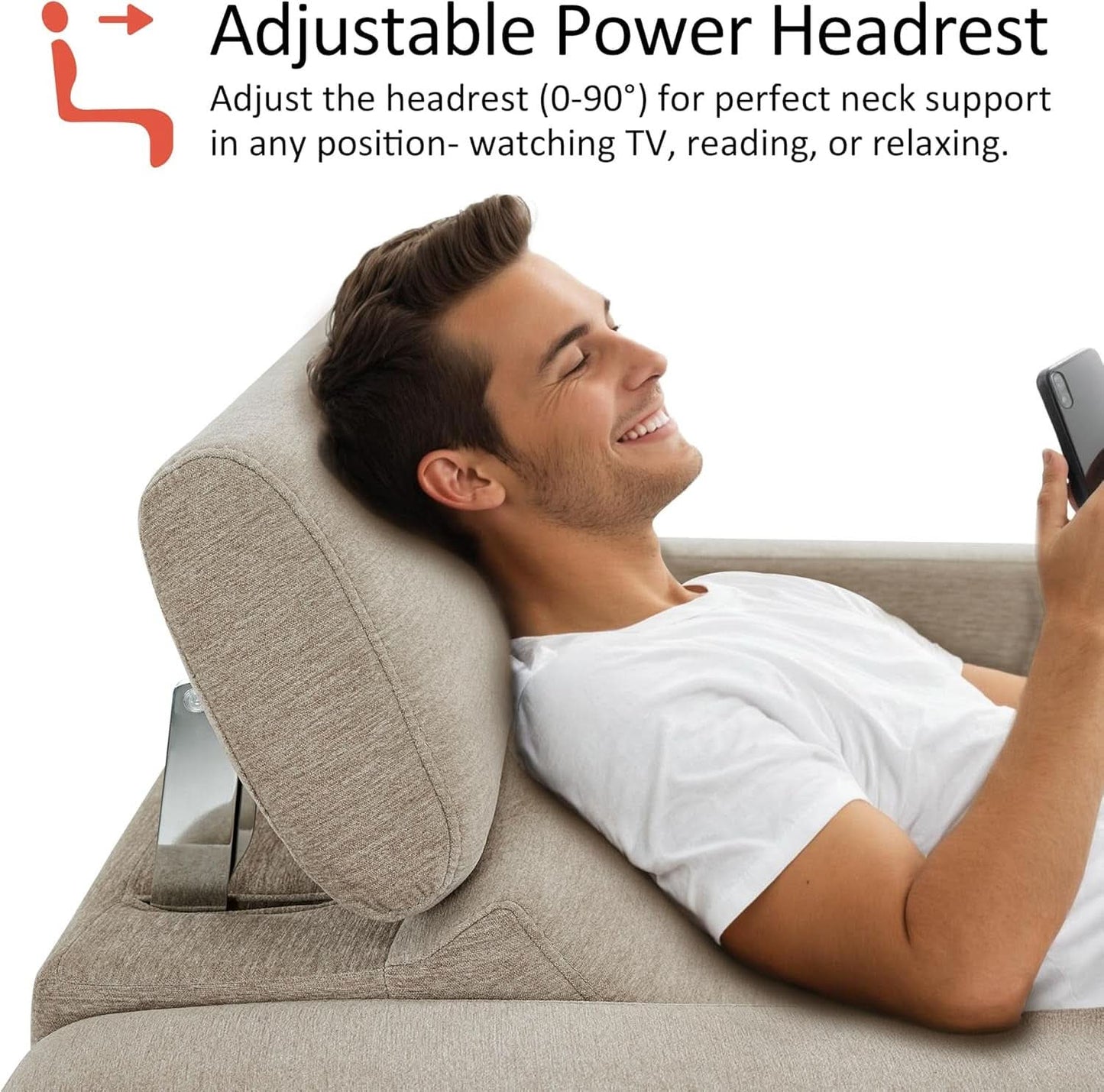 Beige Fabric Wall Hugger Power Loveseat Recliner USB