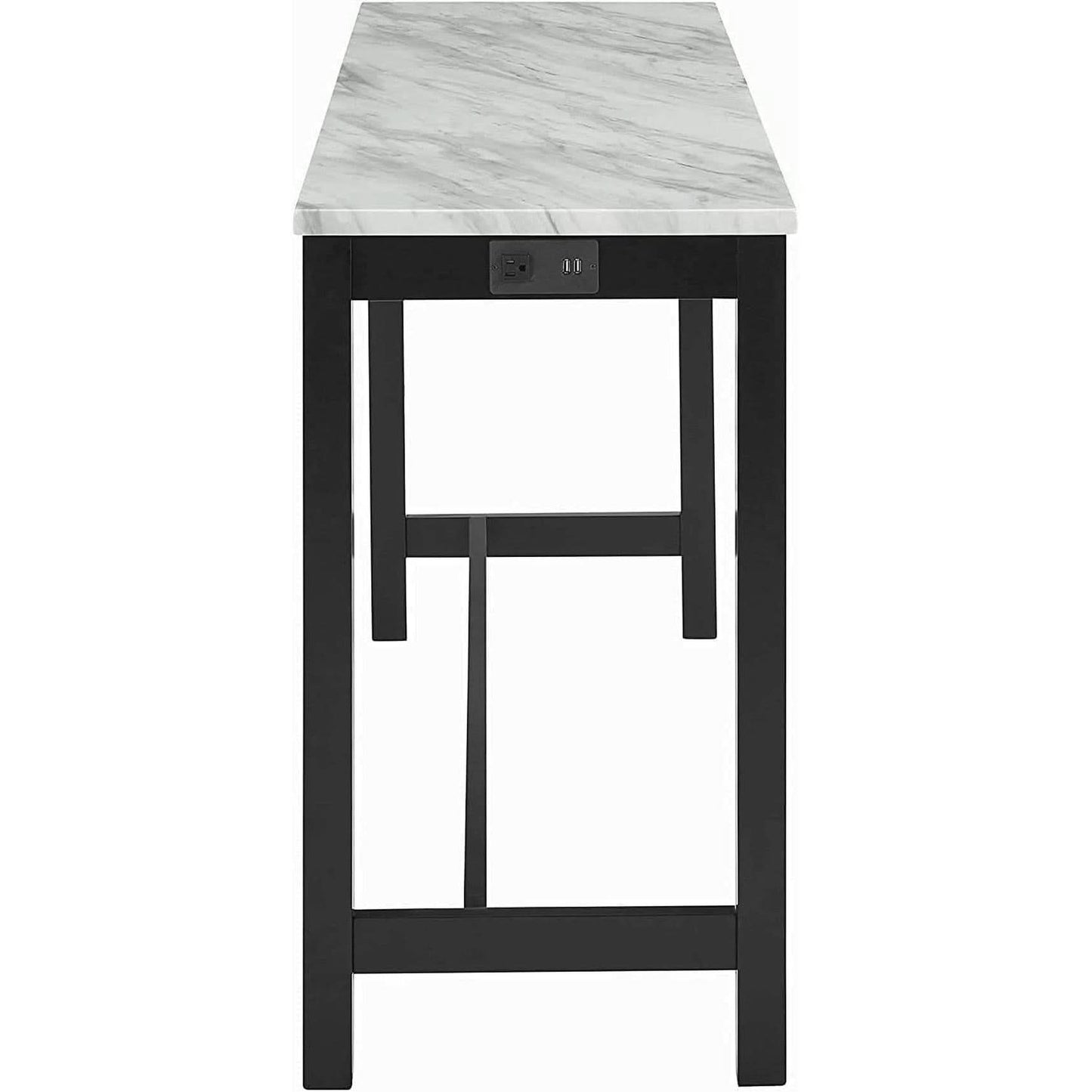 Blue Velvet Bar Table Set With Faux Marble Top 4 Piece