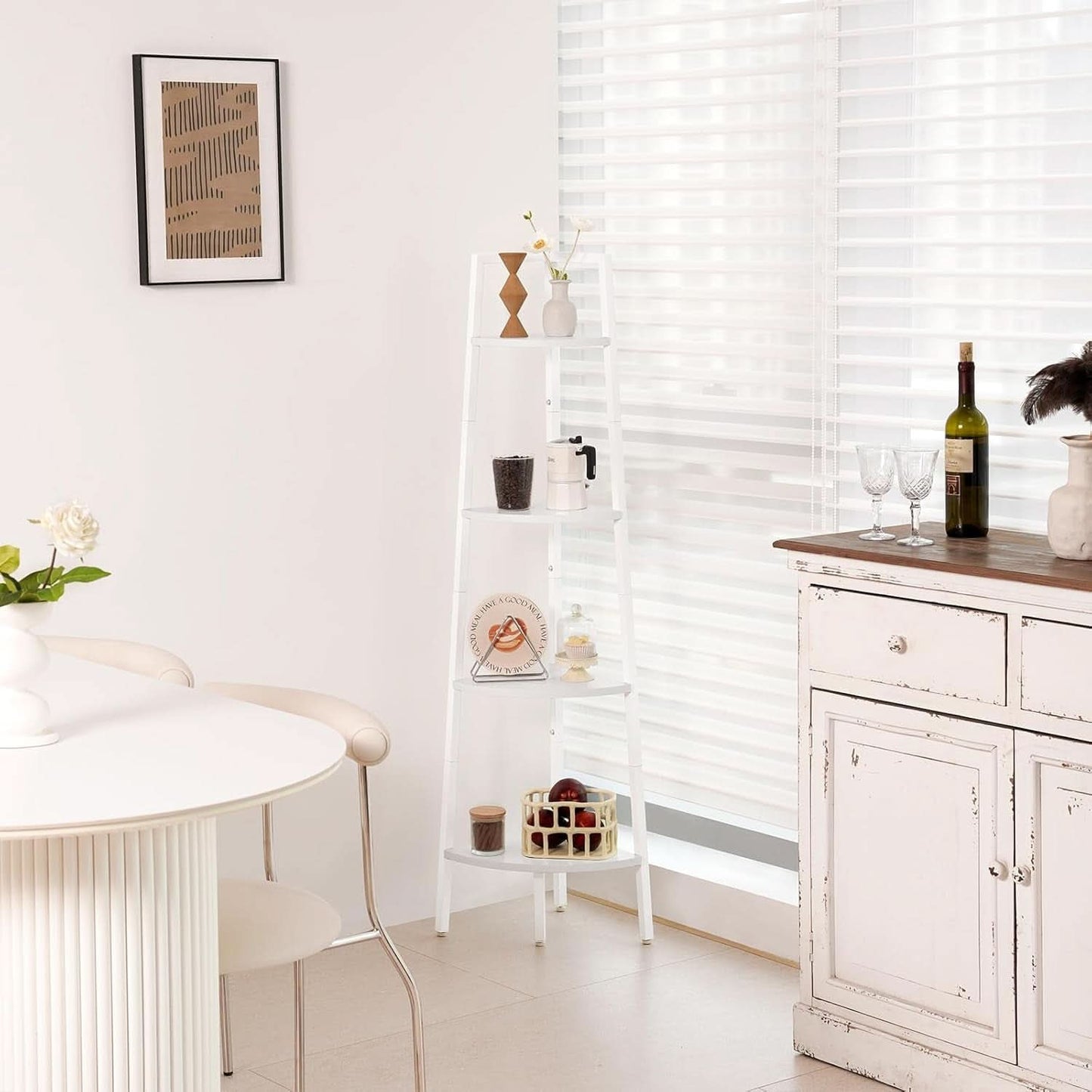 4 Tier Corner Shelf With Metal Frame Tall Bookshelf