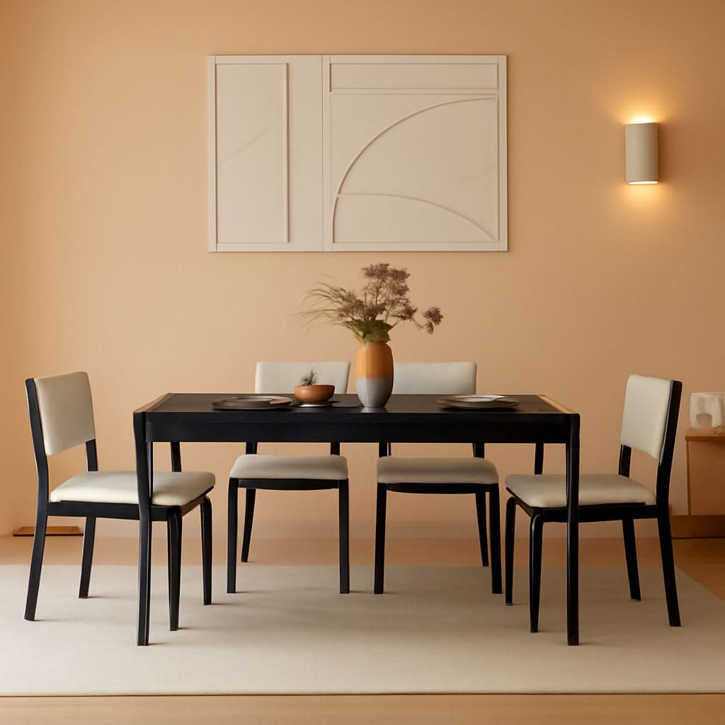 Mingle 55 Inch Modern Rectangular Dinner Table Burnt Black