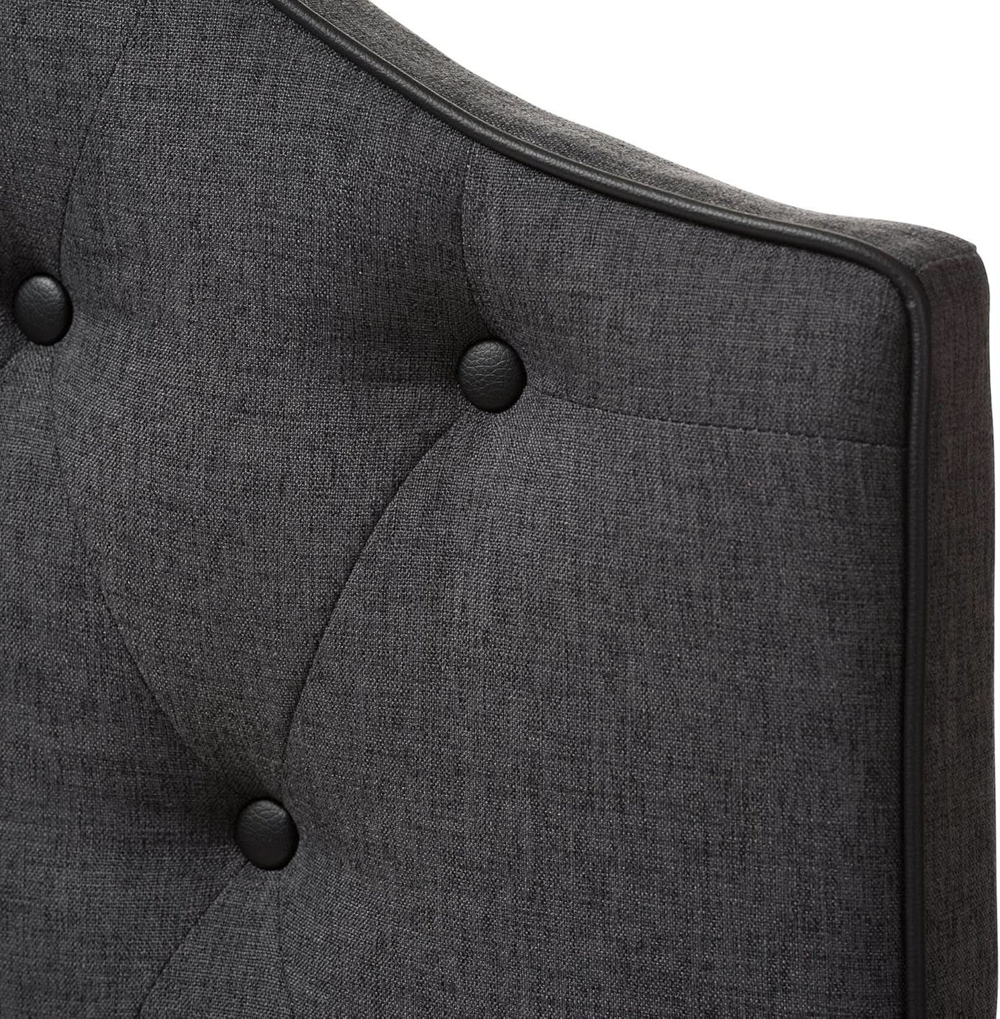 Modern Scalloped Upholstered Headboard Queen Dark Grey