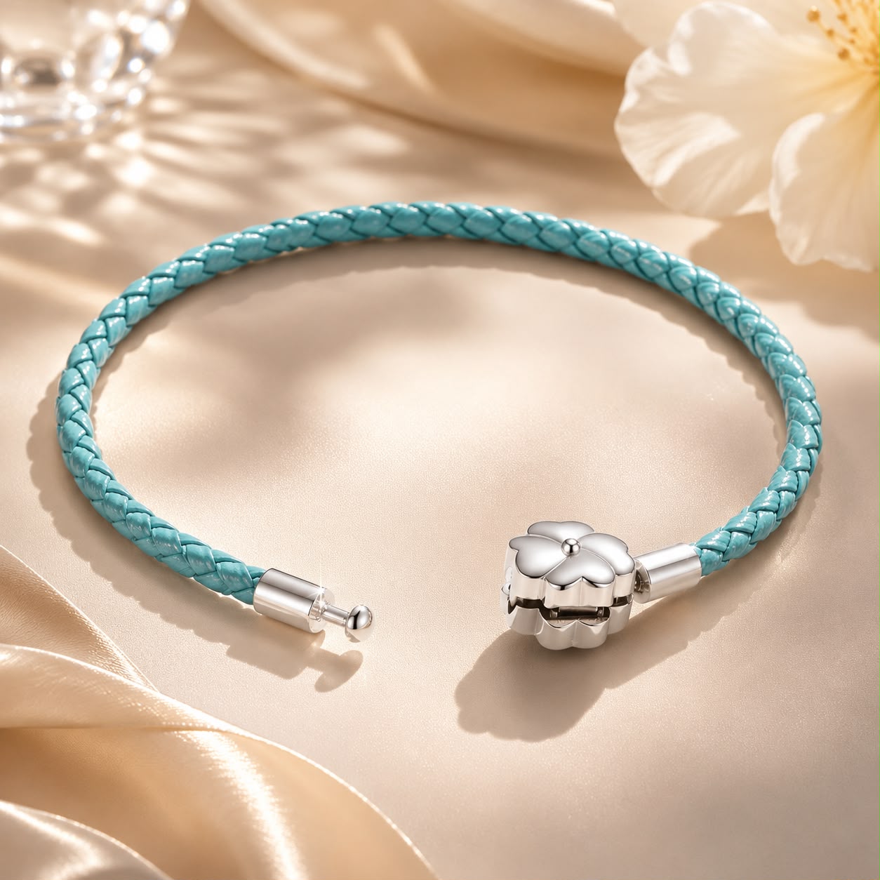 925 Sterling Silver and Leather 17cm Bracelet