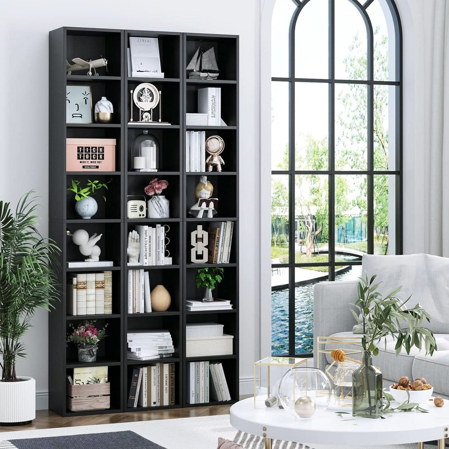 8 Tier Media Tower Rack With Adjustable Shelves Black 70 Inch Tall