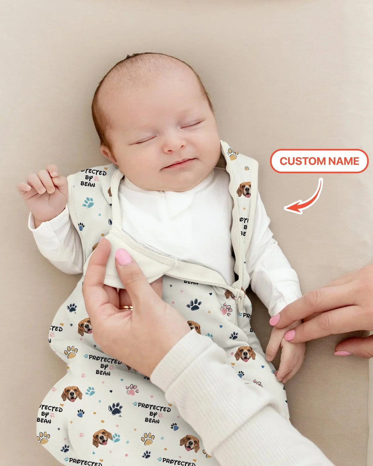 Custom Dog Photo Pattern Protected By Sleep Bag