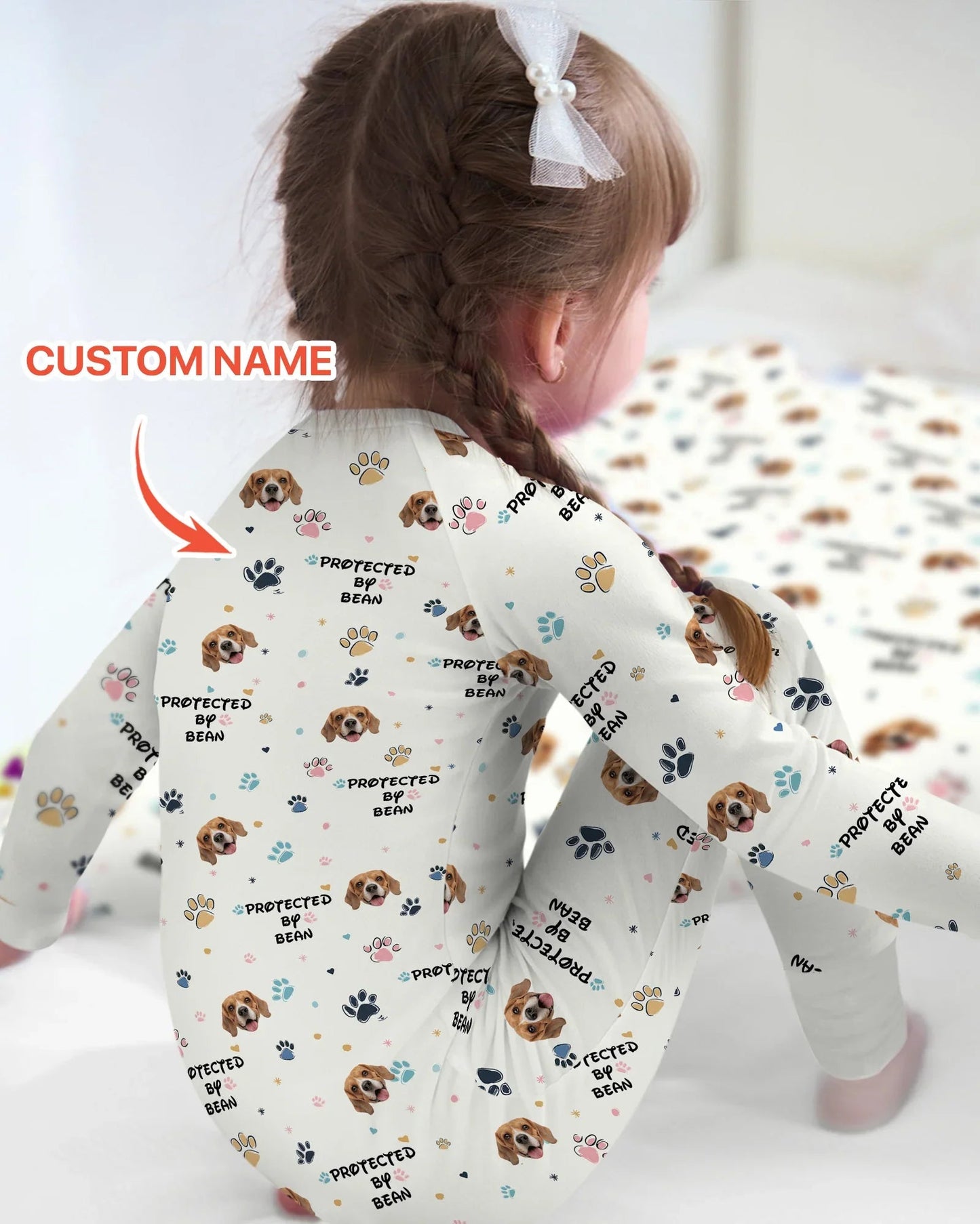Custom Dogs Photo "Protected By" Convertible Zippered Romper