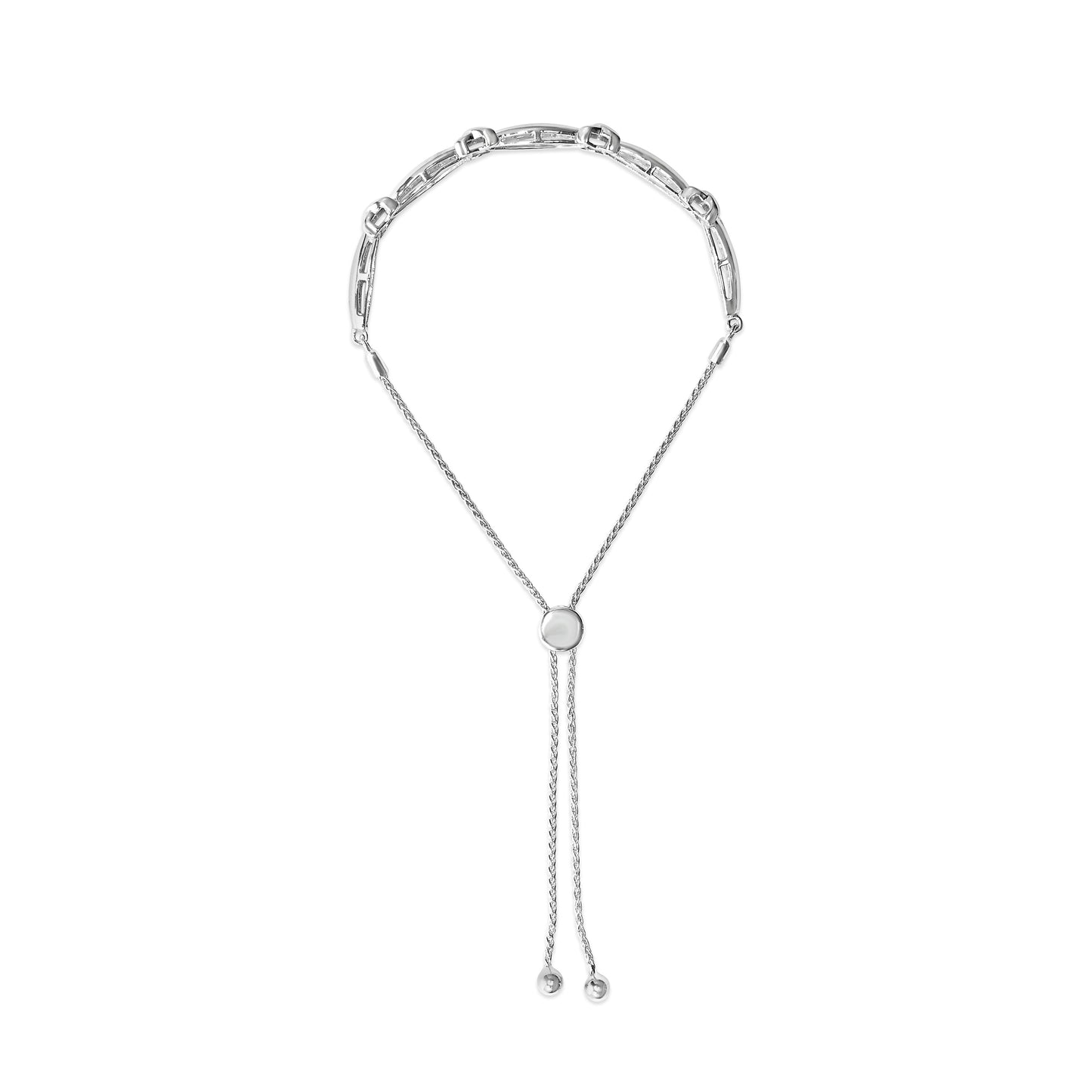 .925 Sterling Silver 1/10 Cttw Diamond X Link Bolo Bracelet (I-J Color, I2-I3 Clarity)