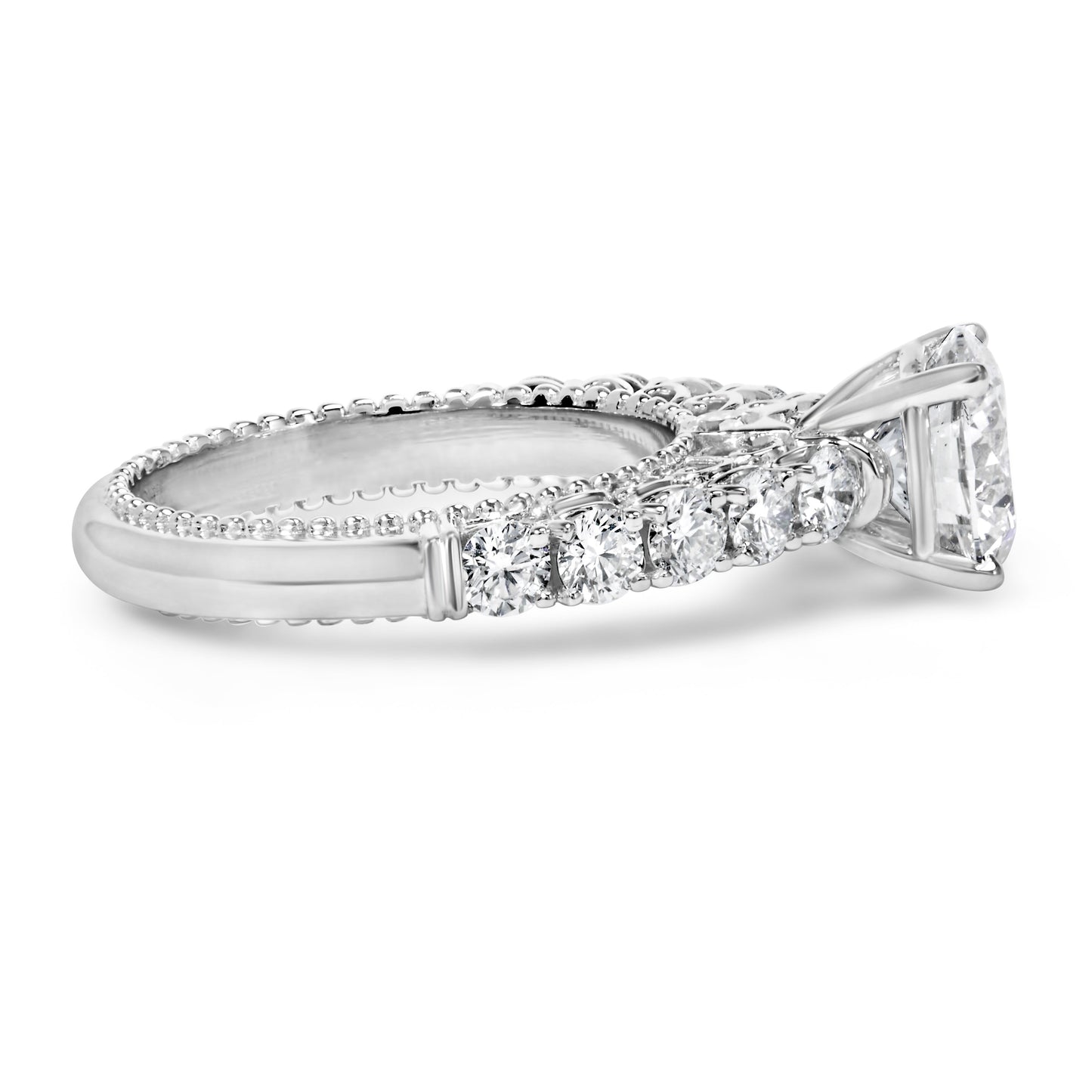 14K White Gold 3 1/5 Cttw Lab Grown Diamond Vintage Style Engagement Ring - Size 7