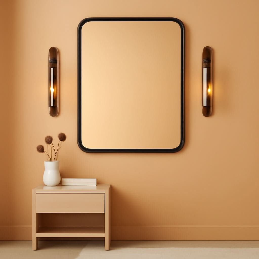 Black Metal Framed Vanity Mirror 36x24 Inch For Over Sink