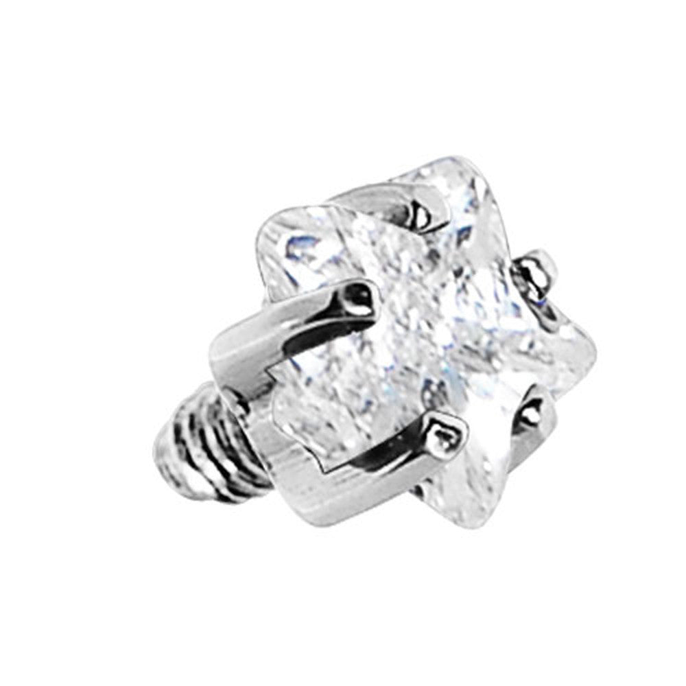 3mm Clear Prong Set Star Gem Dermal Top