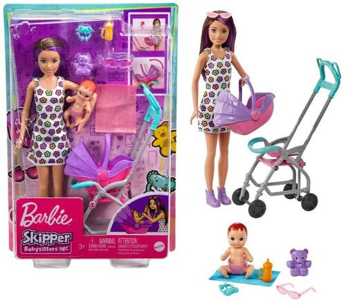 Barbie - Skipper Stroller Playset Brunette And Purple Hair - Collectibles